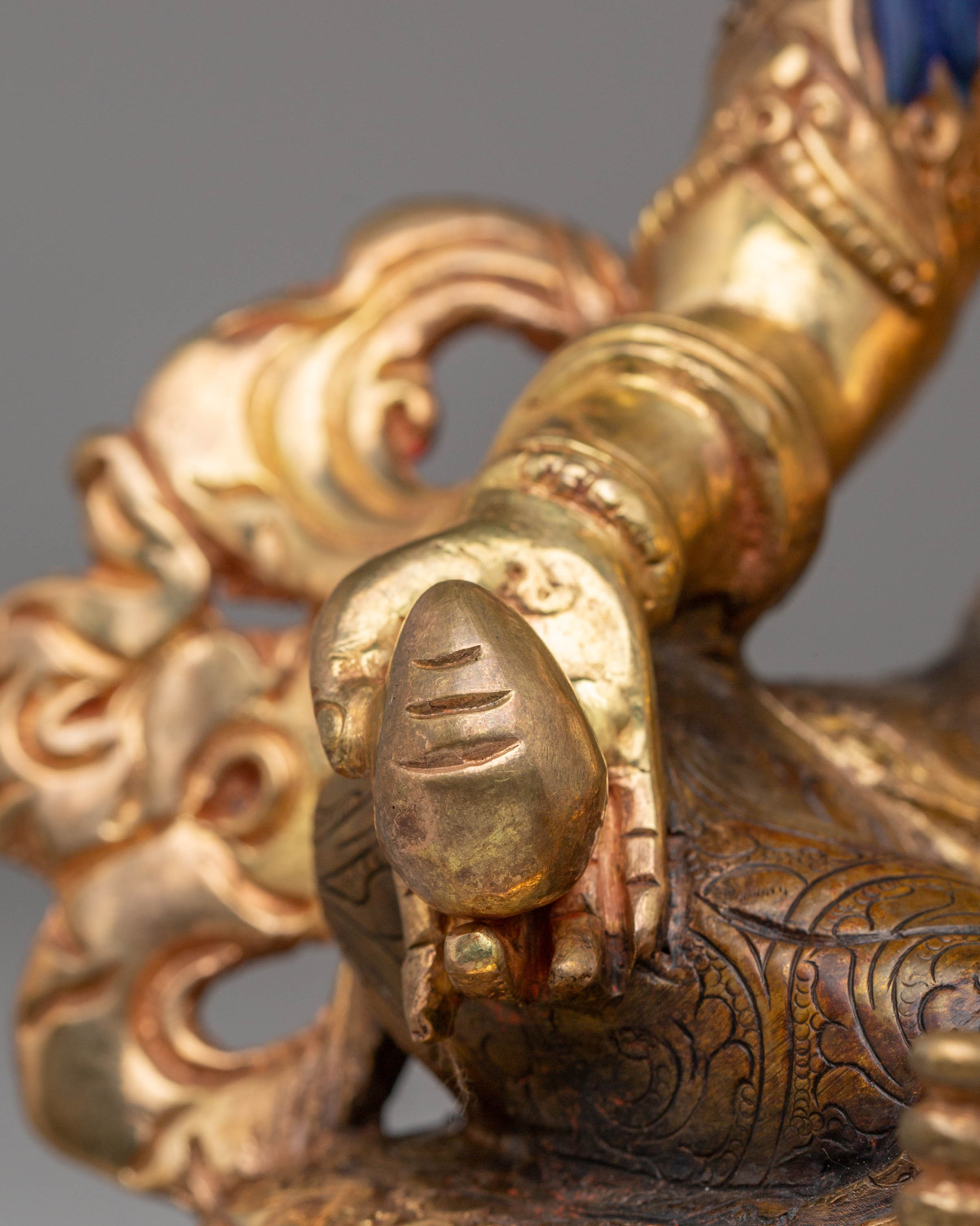 Dzambhala Handcrafted Sculpture | Gold Plated Prosperity Deity Statue