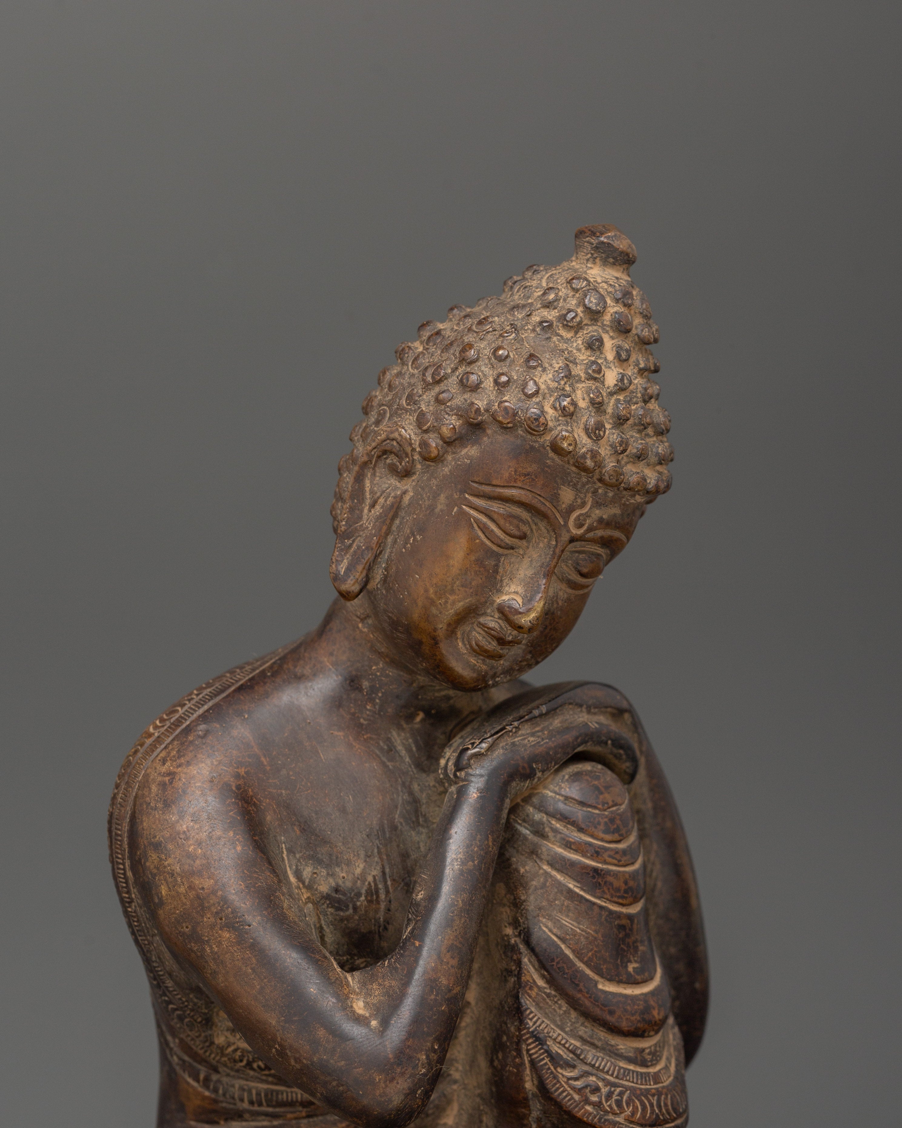 Buddha Bronze Iron Statue | Handcrafted Sitting Buddha Artwork