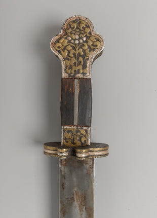 Ritual Sword with Brass Inlays | Wrapped Wooden Handle, Spiritual Artifact