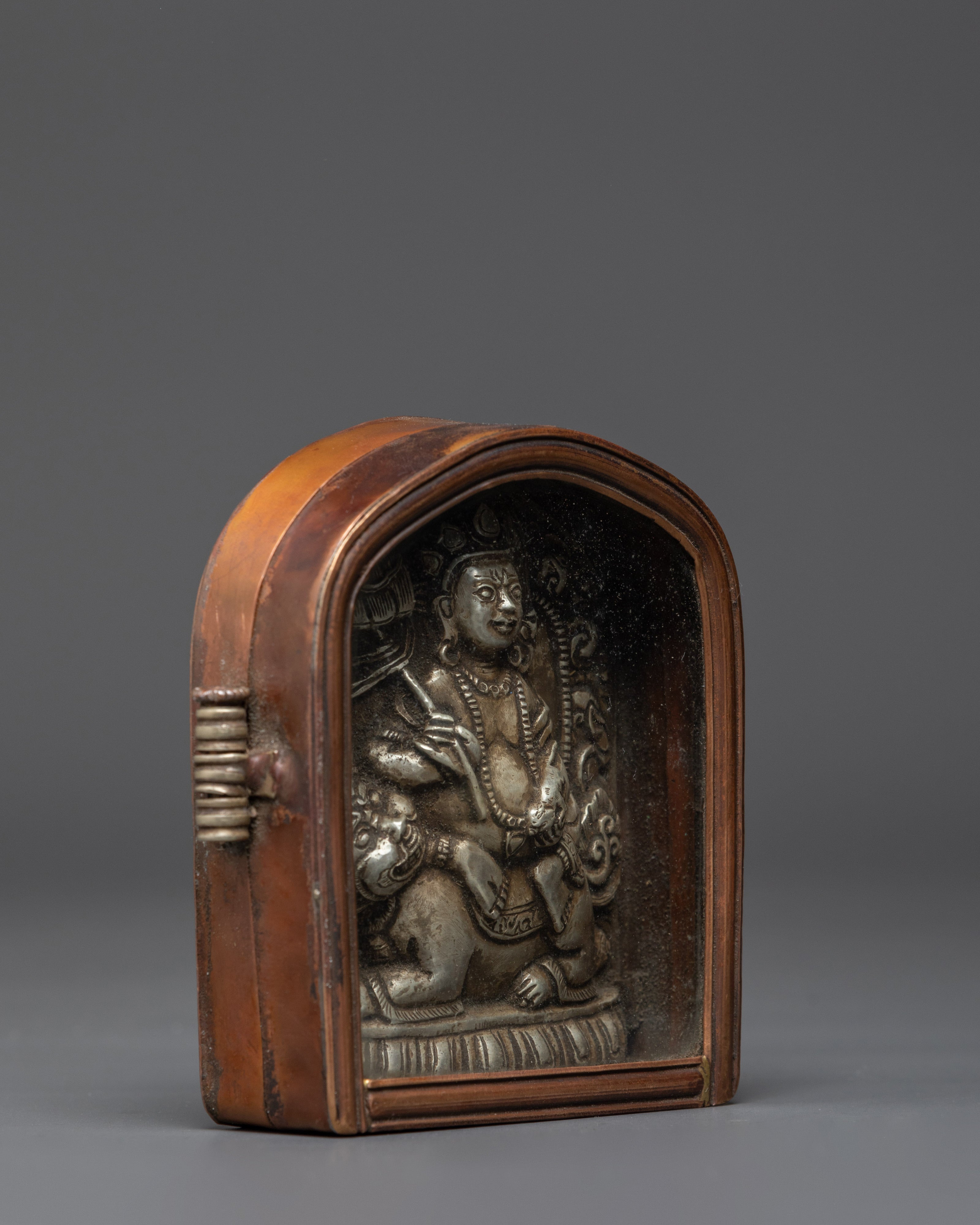 Handmade Himalayan Ghau Prayer Container | Tibetan Silver Copper Ghau Box