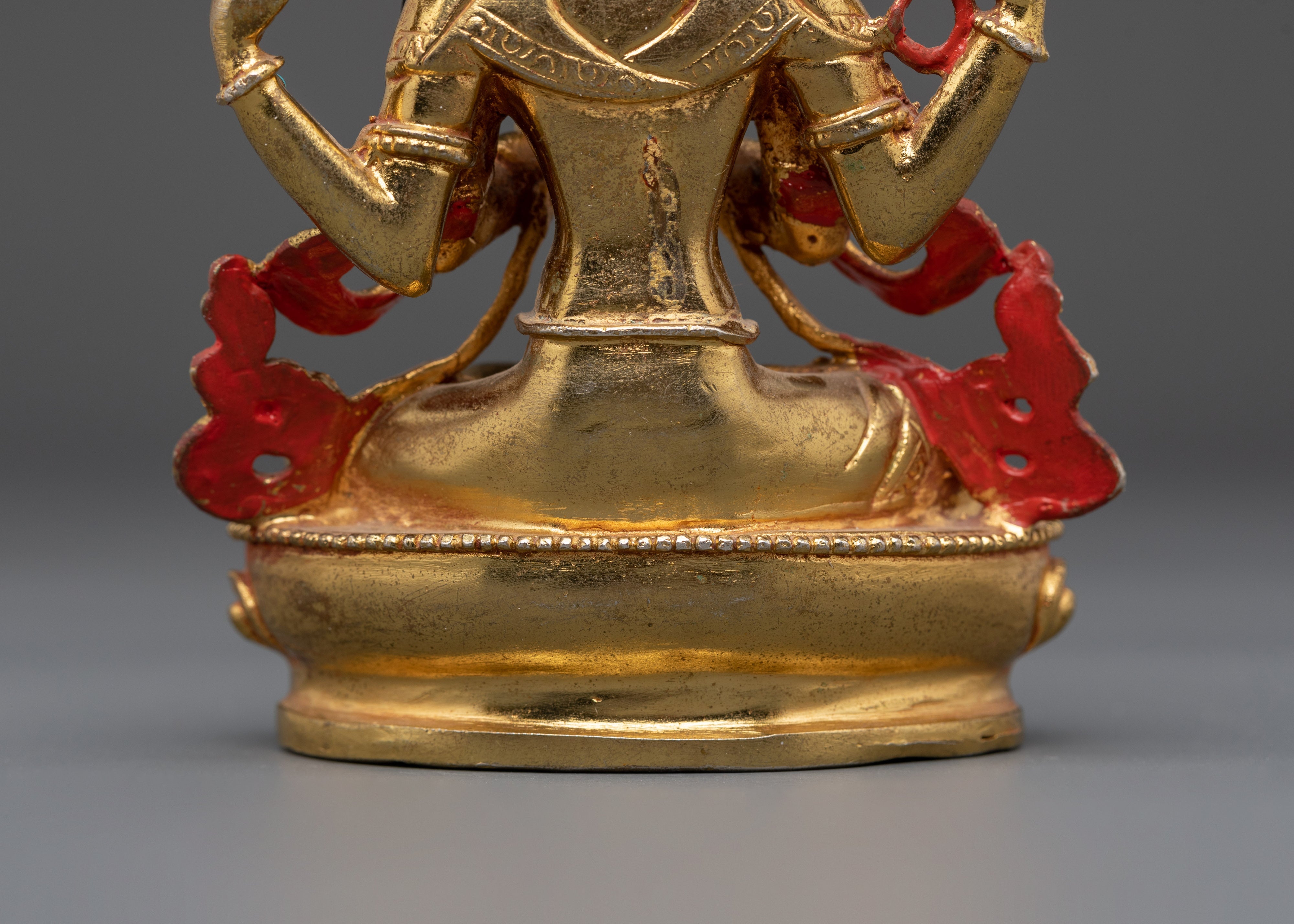 Turquoise Coral Inlaid Chenrezig Statue | Statue For Decor