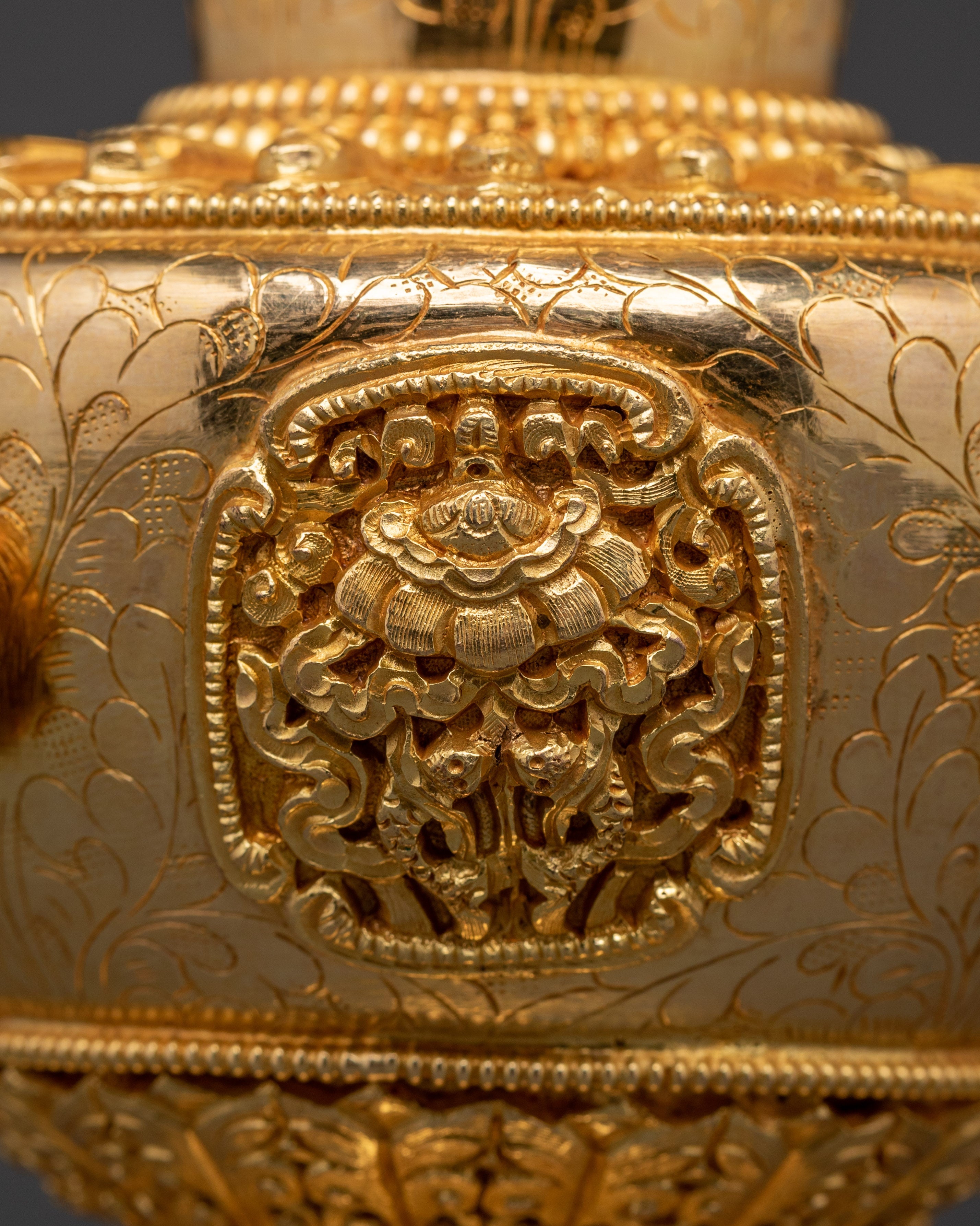 Flower Vase for Ritual Offering | Gold Plated Copper Vase