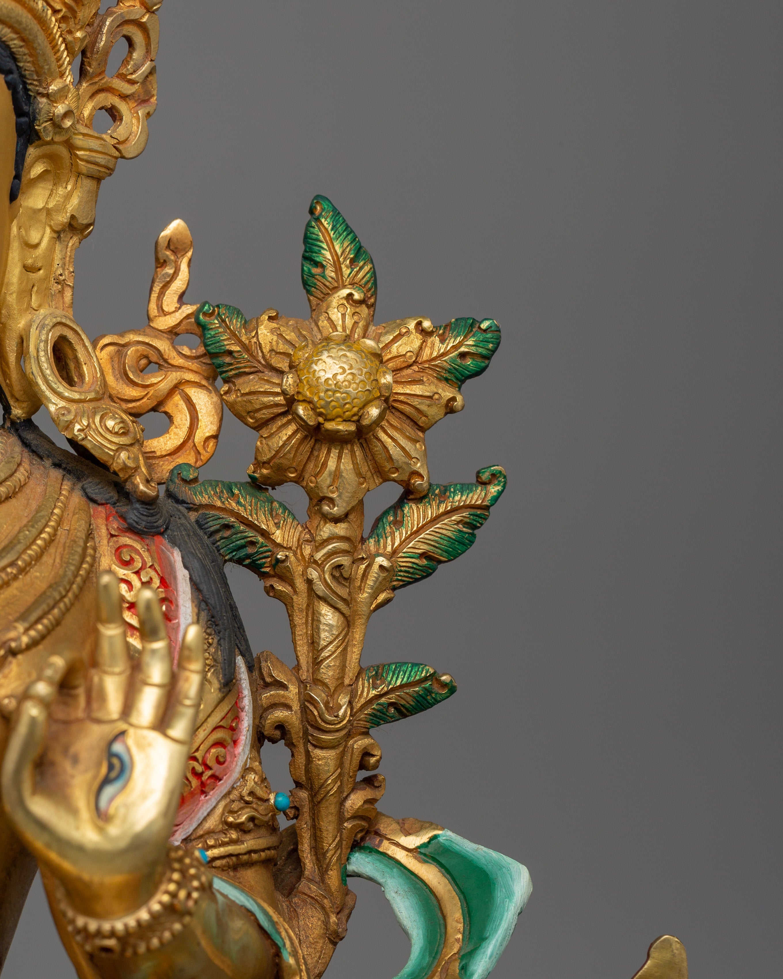 Golden Goddess White Tara Statue | Seven Eyes Deity