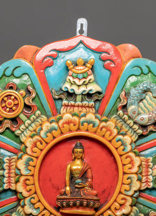 Shakyamuni Buddha Wall Hanging with Auspicious Symbols | The Awakened One