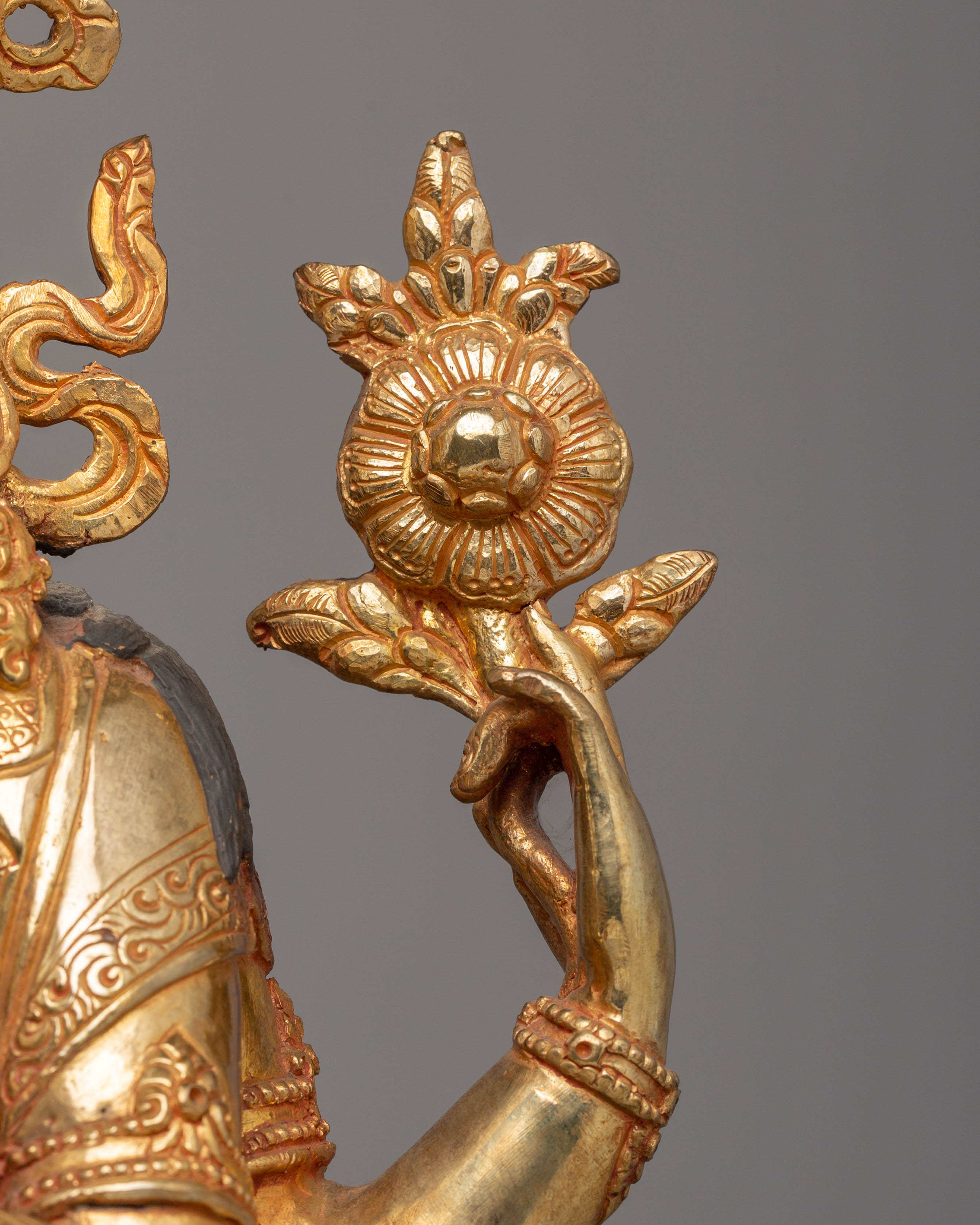 Handcrafted Chenrezig Golden Statue | Tibetan Buddhist Deity