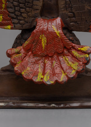 Hand-Carved Brass Garuda Statue with Antique Finish | Oxidized Antique Finish Deity