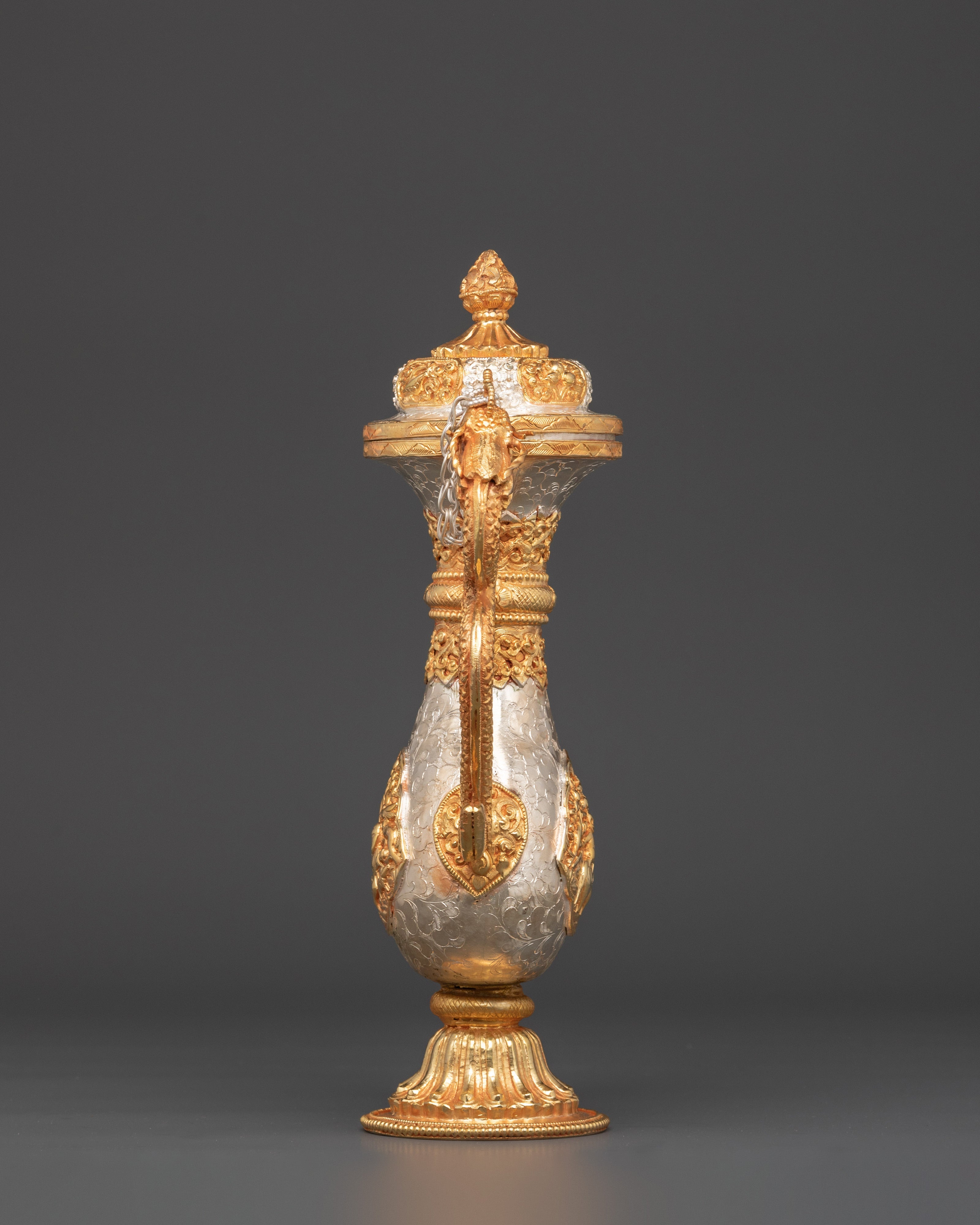 Handcrafted Tibetan Bhumba Ritual Vase | Water Offering Vessel with Dragon Handle
