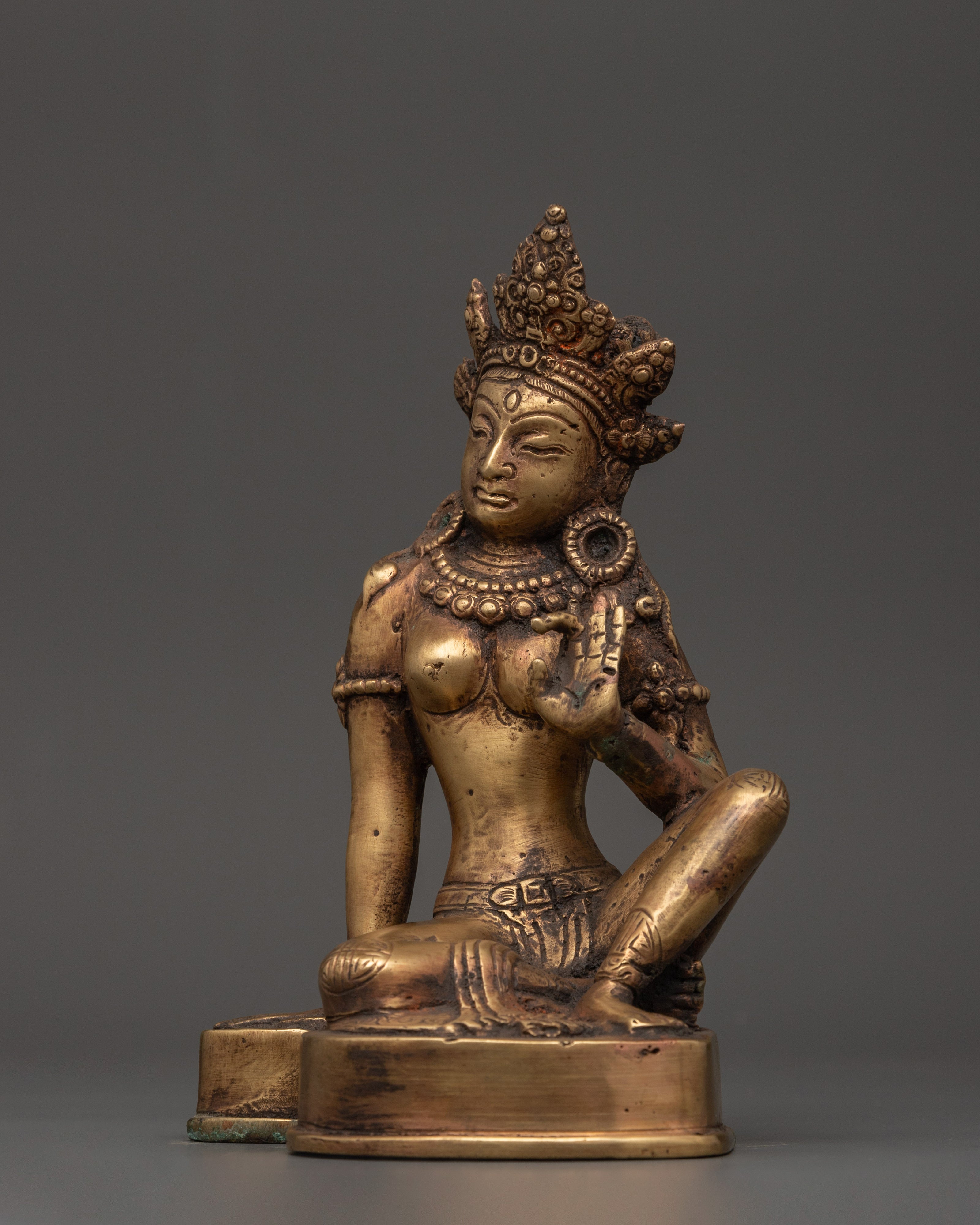 Handcrafted Brass Parvati Statue in Varada Mudra | Sacred Spiritual Home Altar Decor Statue