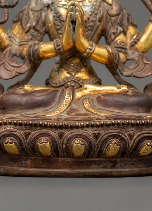 Chenrezig Oxidized Copper Statue | The Buddha of Infinite Compassion