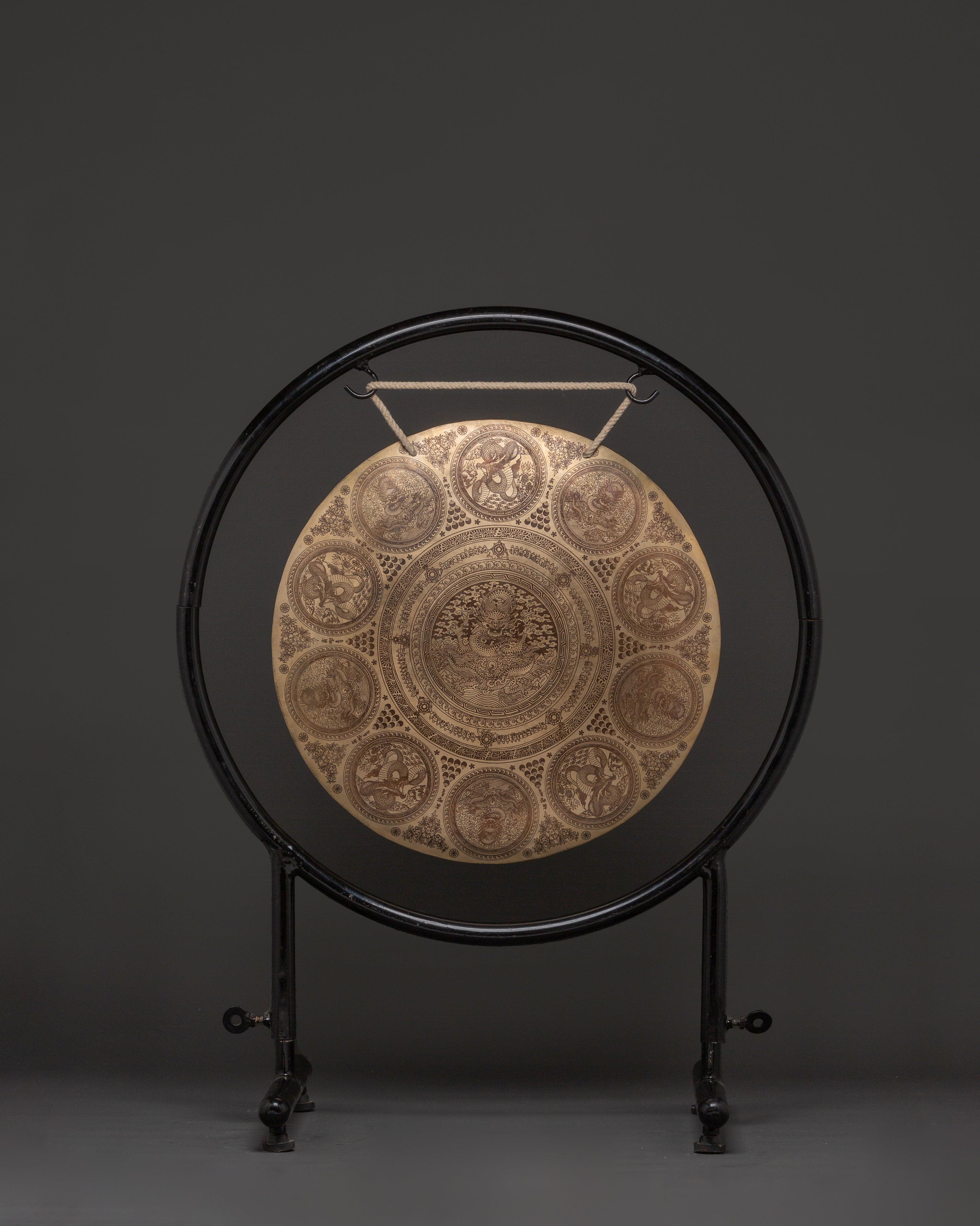 Handcrafted Tibetan Healing Gong | Brass Gong with Wooden Stick