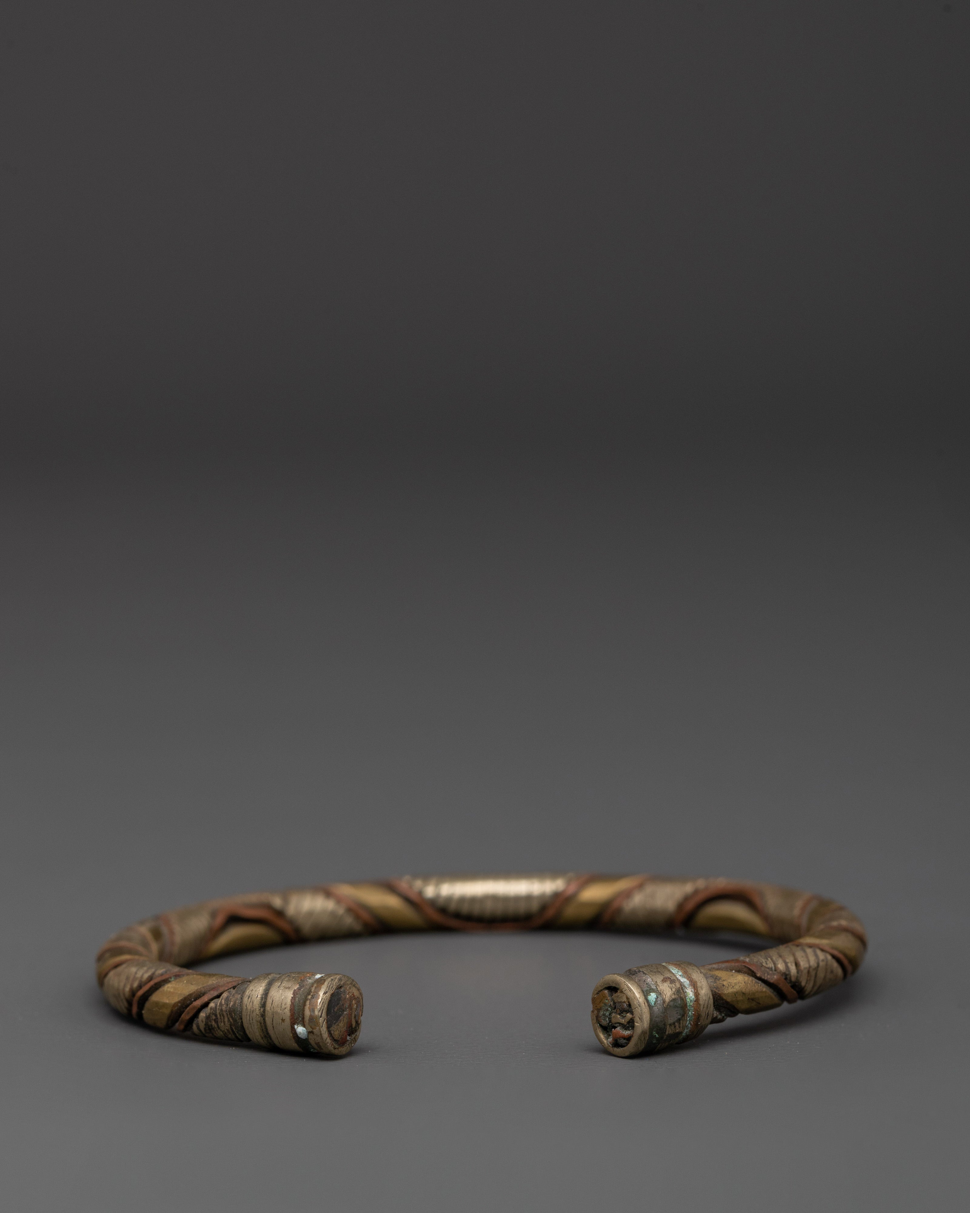 Handmade Buddhist Energy Bracelet | Twisted Copper White Metal Cuff