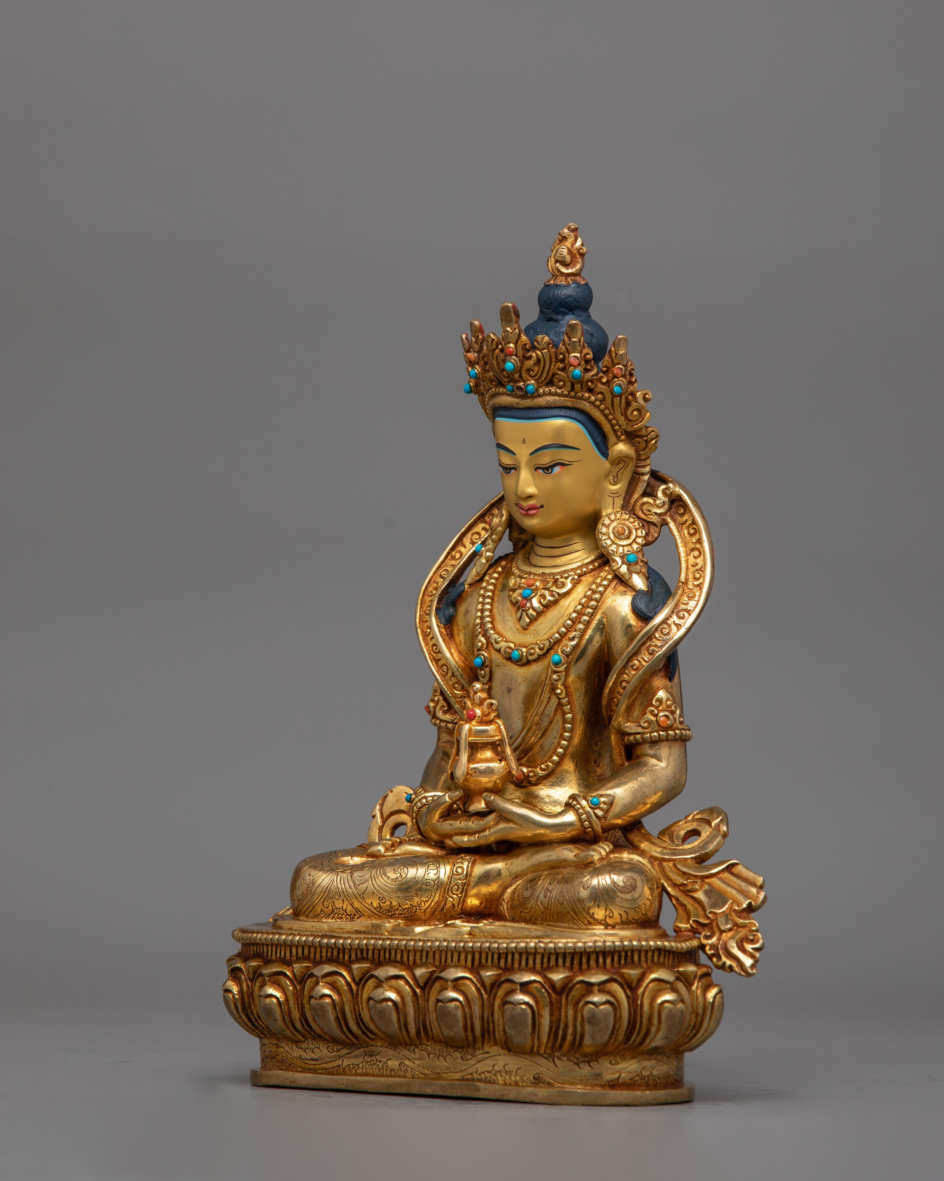 Meditating Deity Amitayus Figurine | Traditional Himalayan Artwork