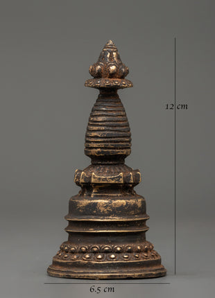 Antique Copper Stupa | Symbol of Enlightenment