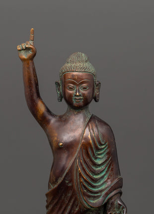 Oxidized Copper Standing Siddhartha Gautam | Symbol of Enlightenment