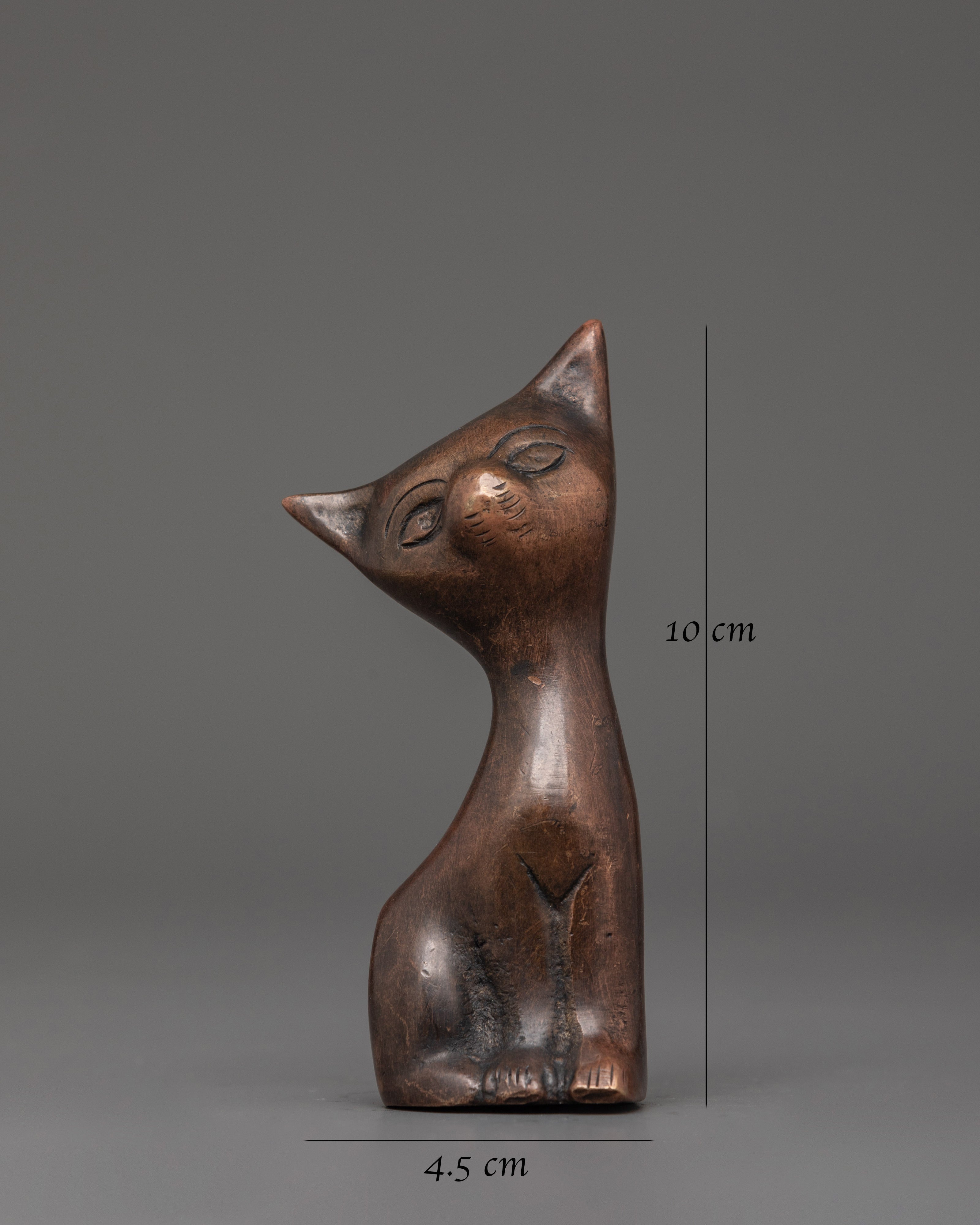 Handcrafted Decorative Cat Figurine Set | Oxidized Copper Cat Sculpture