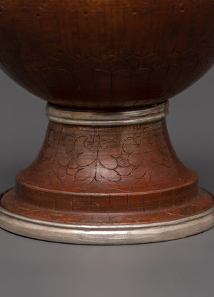 Tibetan Handmade Silver Plated Rice Pot | For Ritual and Ceremonies