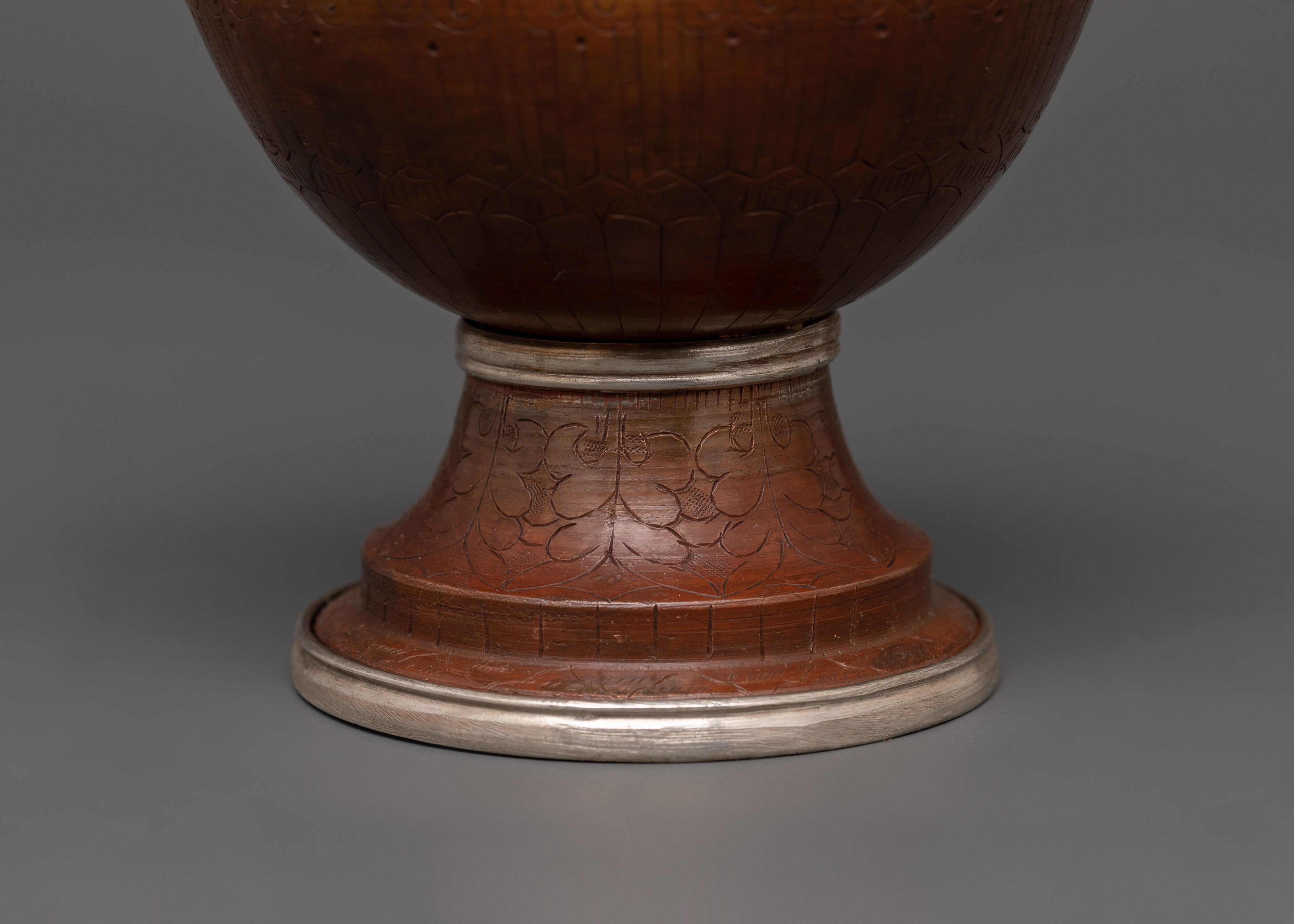 Tibetan Handmade Silver Plated Rice Pot | For Ritual and Ceremonies