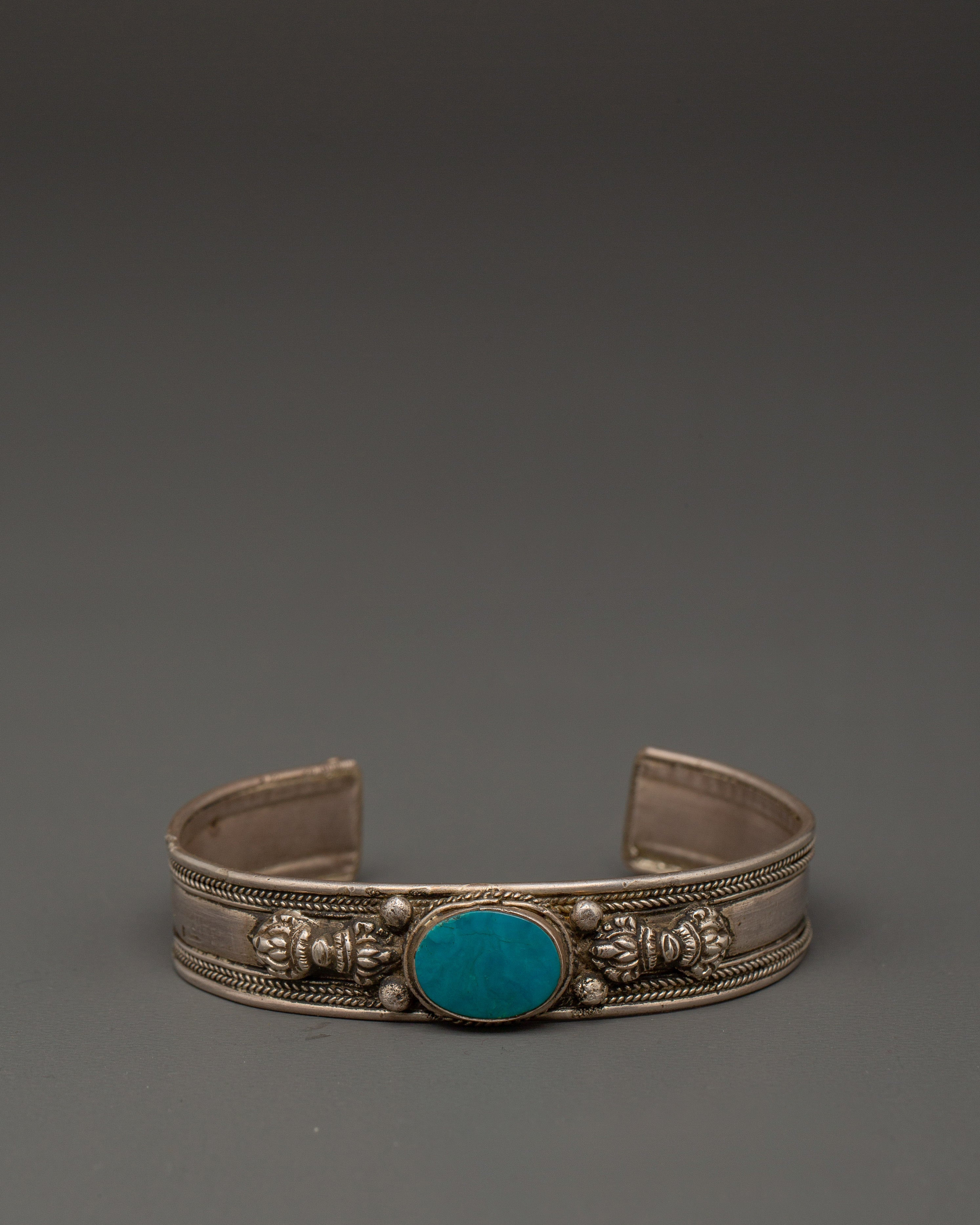 Handcrafted Silver Turquoise Inlaid Bracelet | Meaningful Spiritual Silver Bracelet