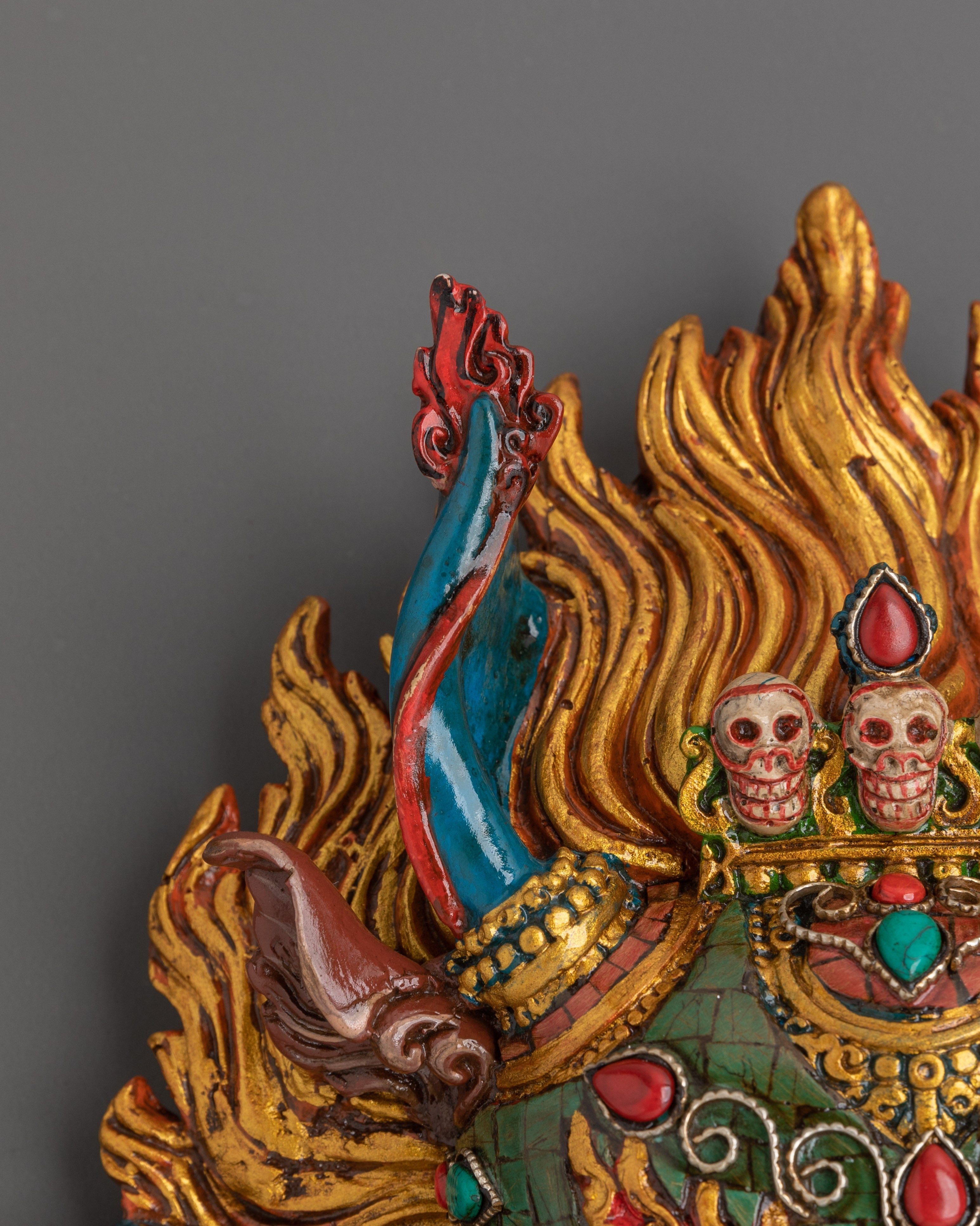 Himalayan Guardian Spirit Wall Hanging | Ceramic Tibetan Protective Mask
