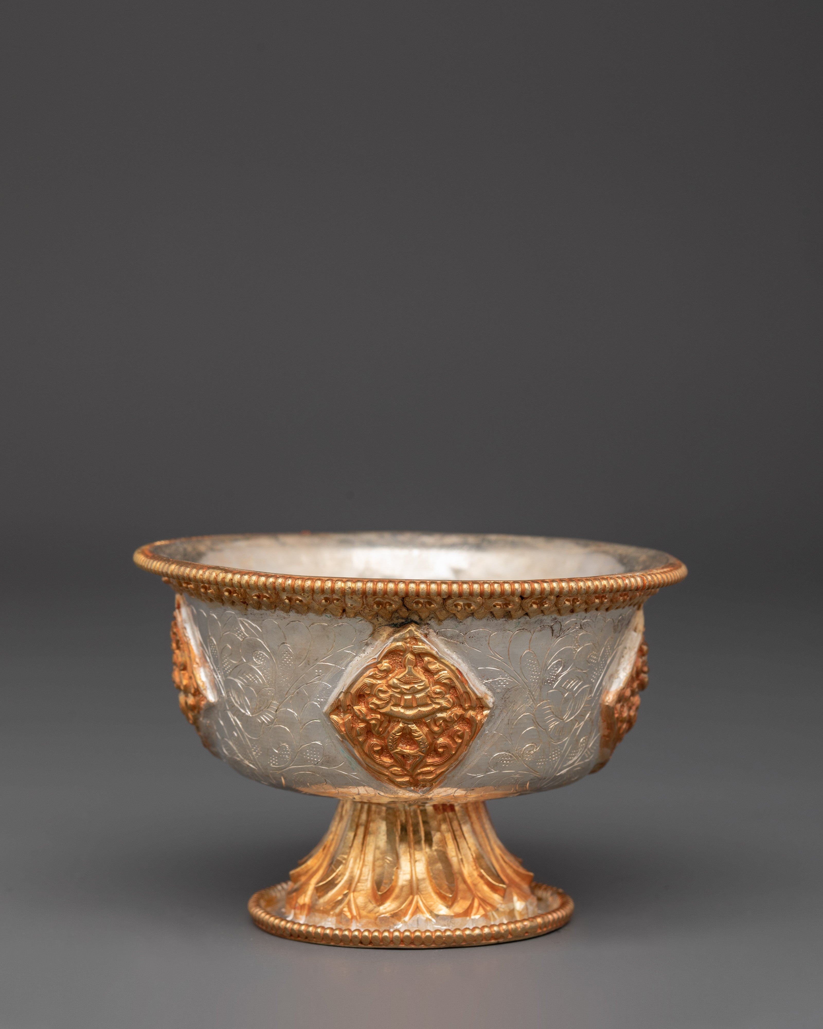 Prayer Offering Bowls Set | Copper, Silver & Gold Plated Ritual Bowls