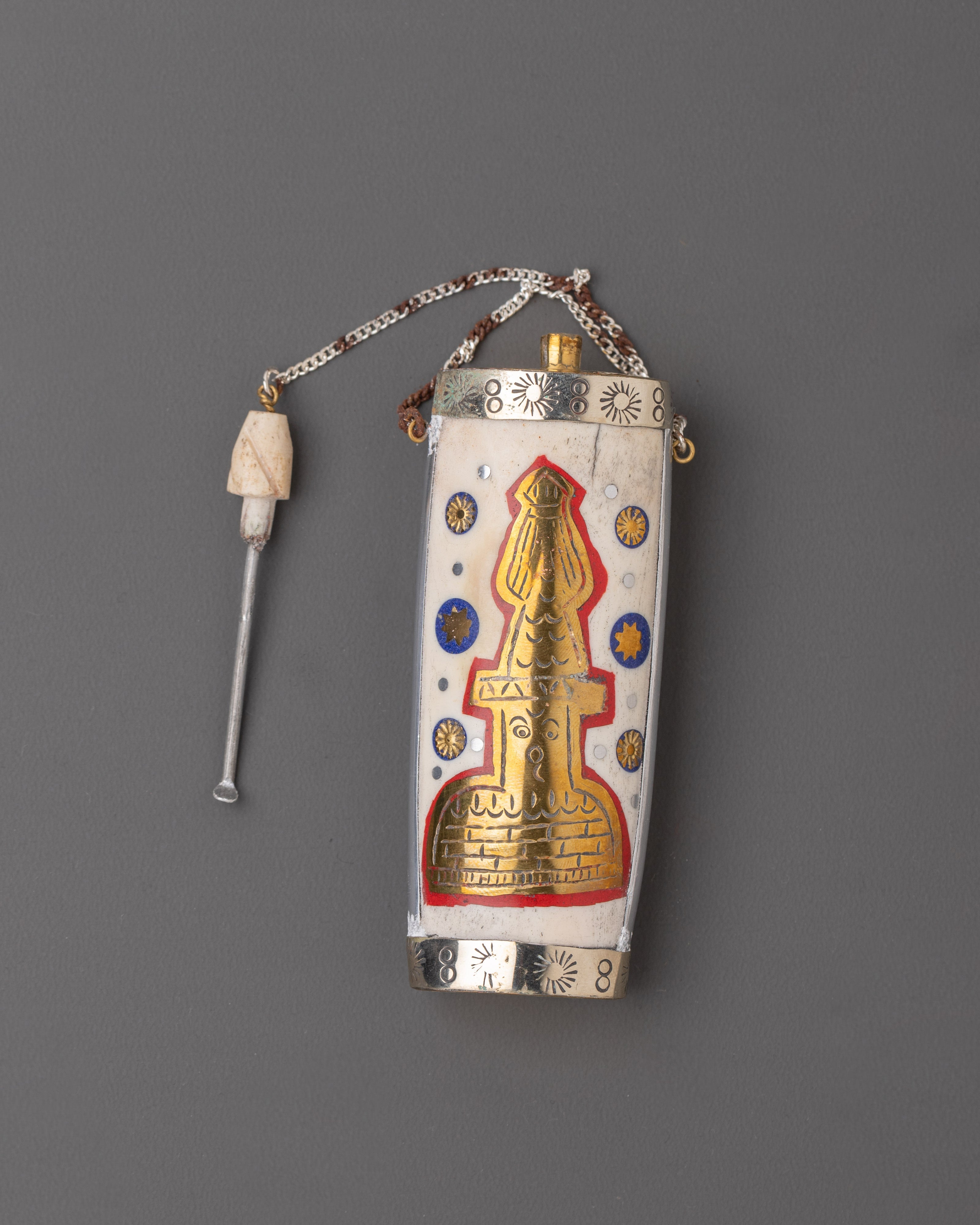 Handcrafted Snuff Bottle | Tibetan Ritual Art with Intricate Hand-Painted Motifs