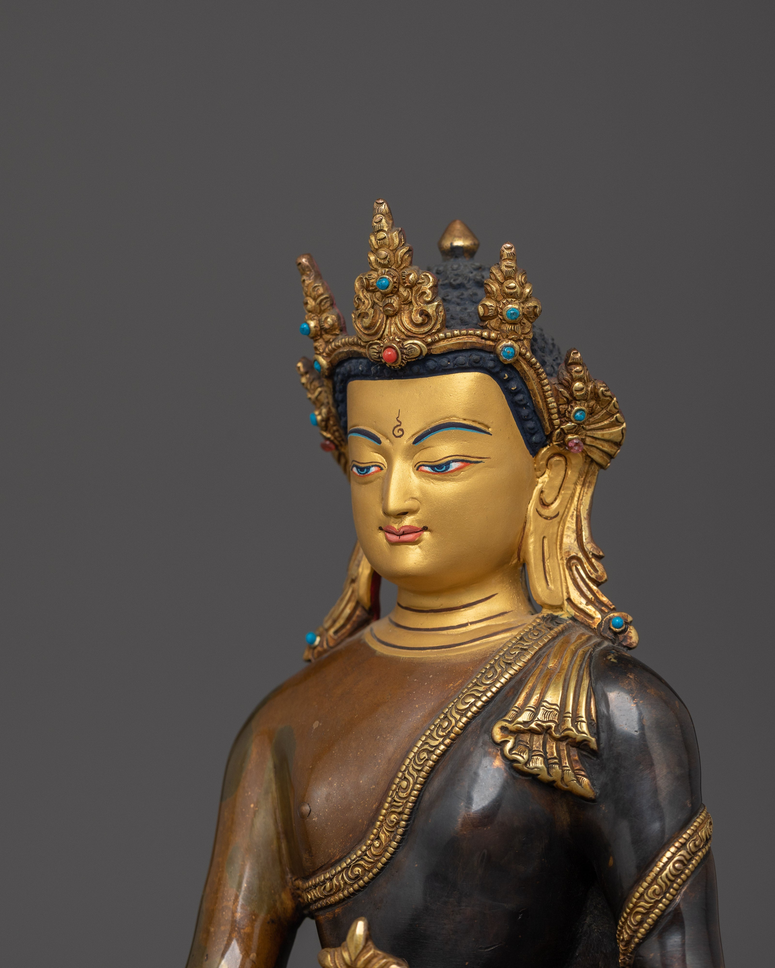 Supreme Healer Bhaisajyaguru Statue | Medicine Buddha Oxidized Statue