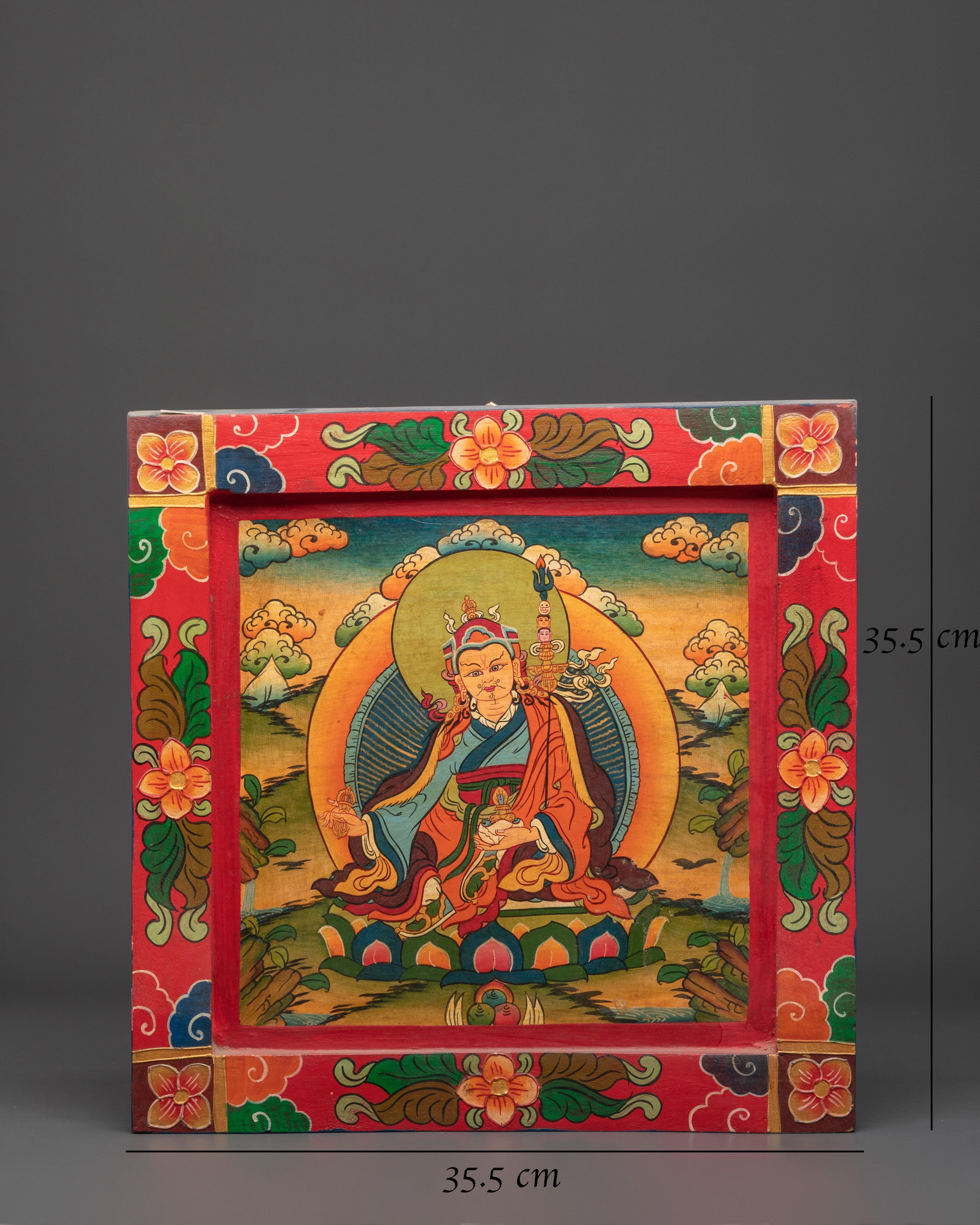 Handcrafted Guru Rinpoche Wall Art | Tibetan Spiritual Home Decor Painting