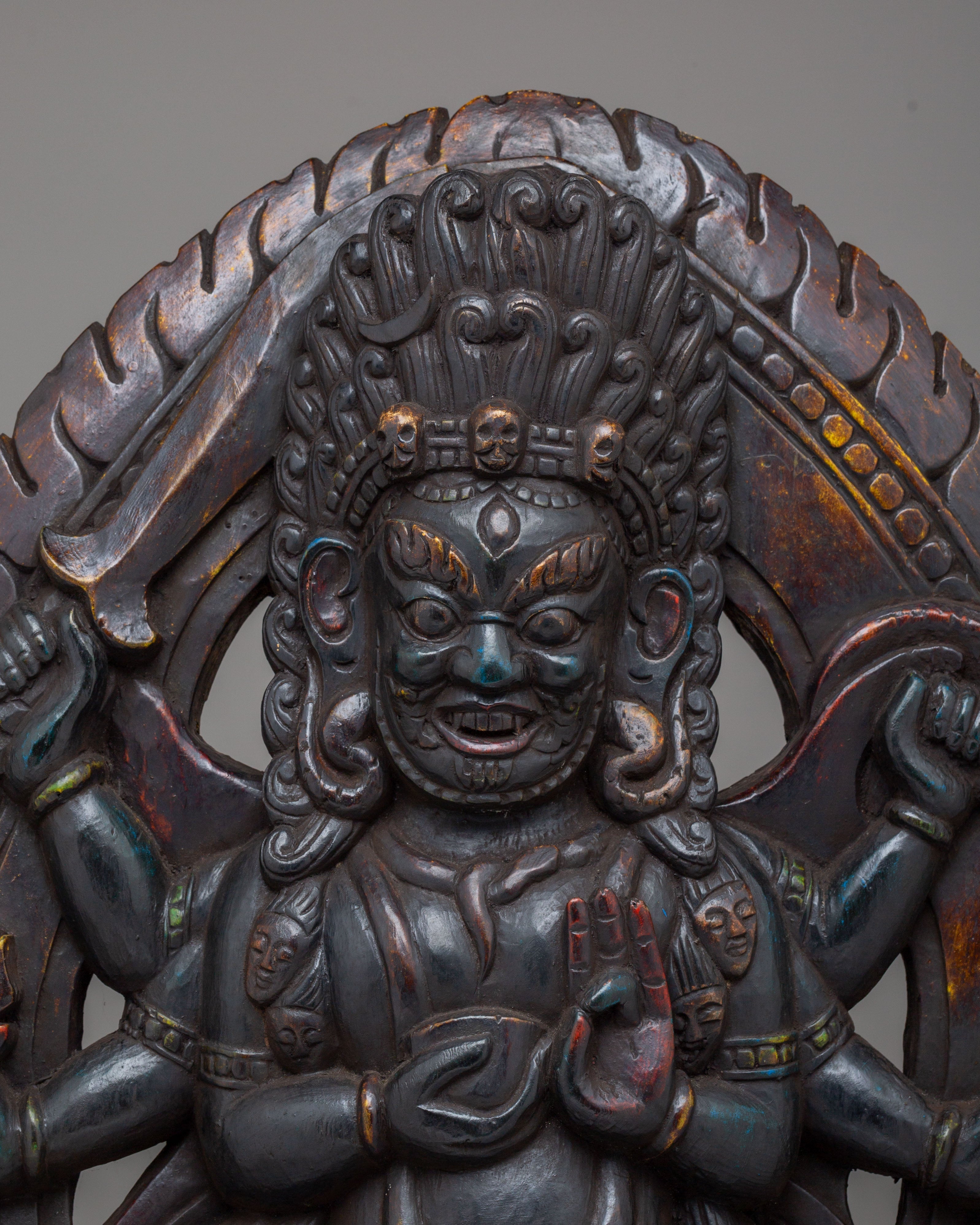 Handcrafted Kal Bhairav Statue | Wooden Kal Bhairav Statue
