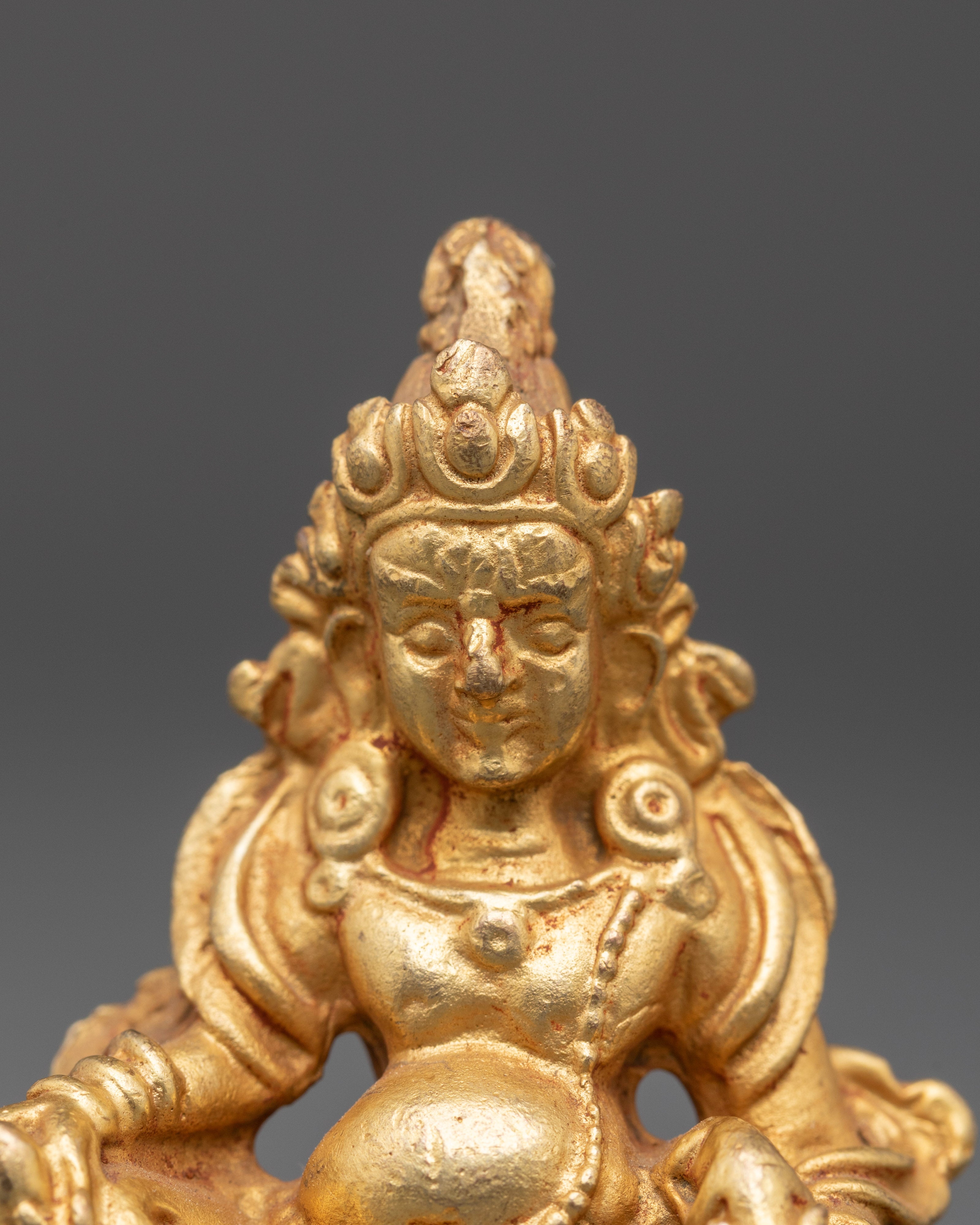 Gold Plated Dzambhala Statue | Tibetan Shrine Decor