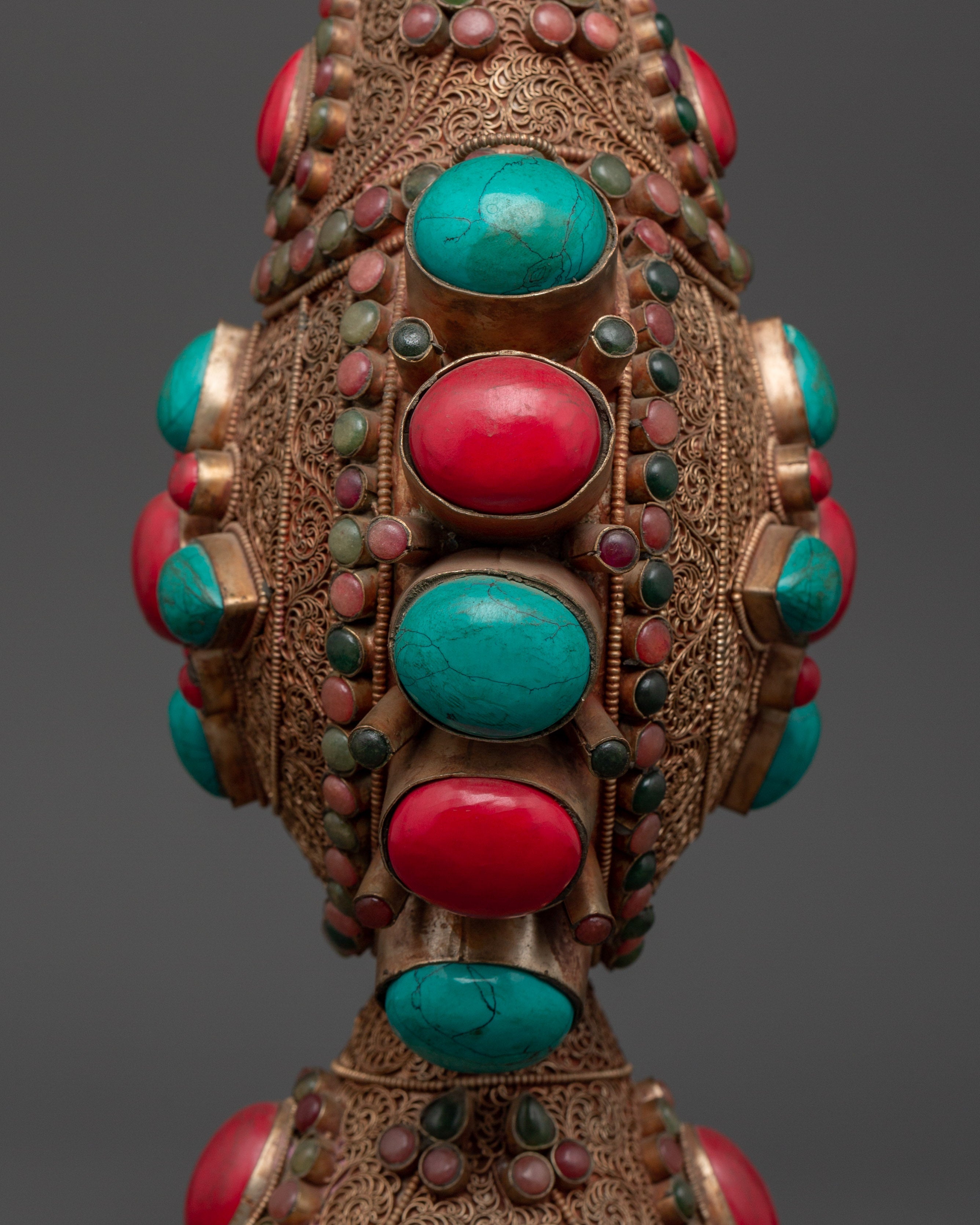 Handcrafted Copper Snuff Bottle | Silver-Plated Filigree Artistry