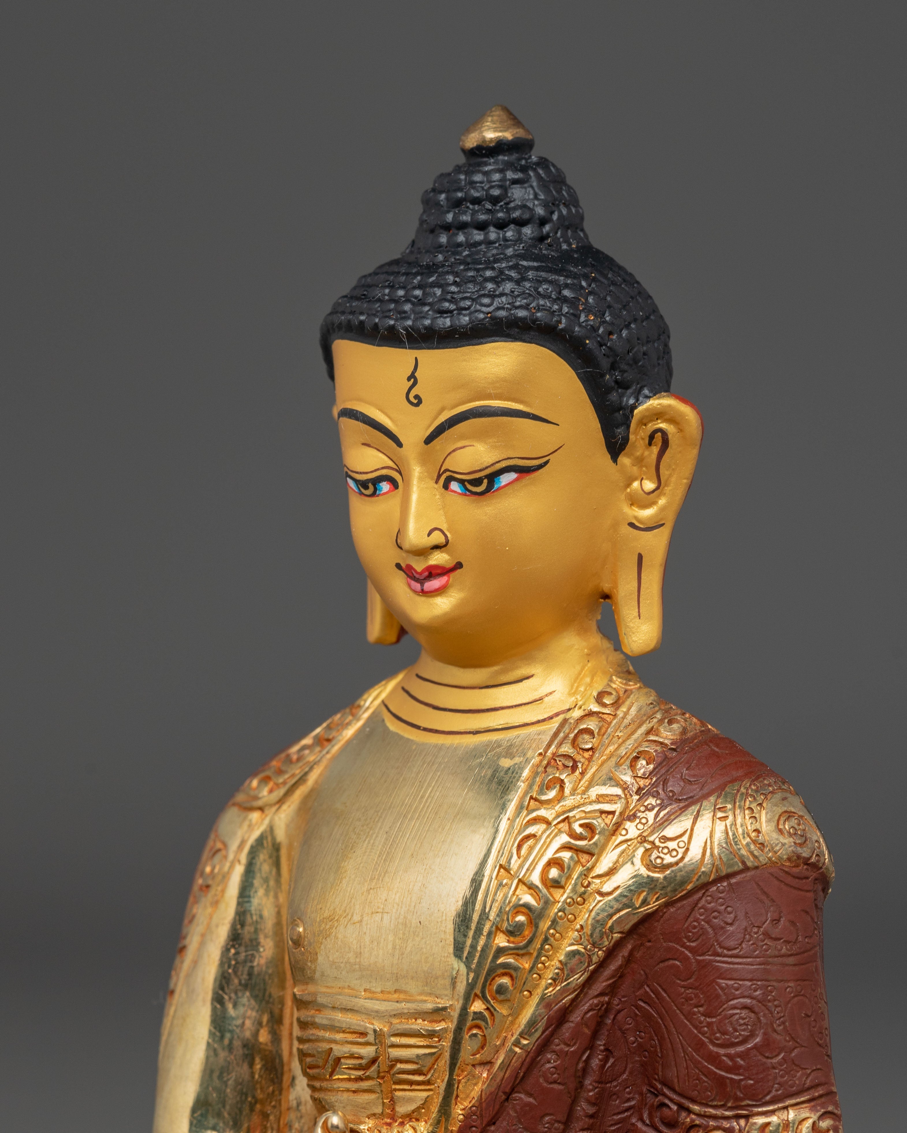 Golden Buddhist Healing Buddha Bhaisajyaguru Statue