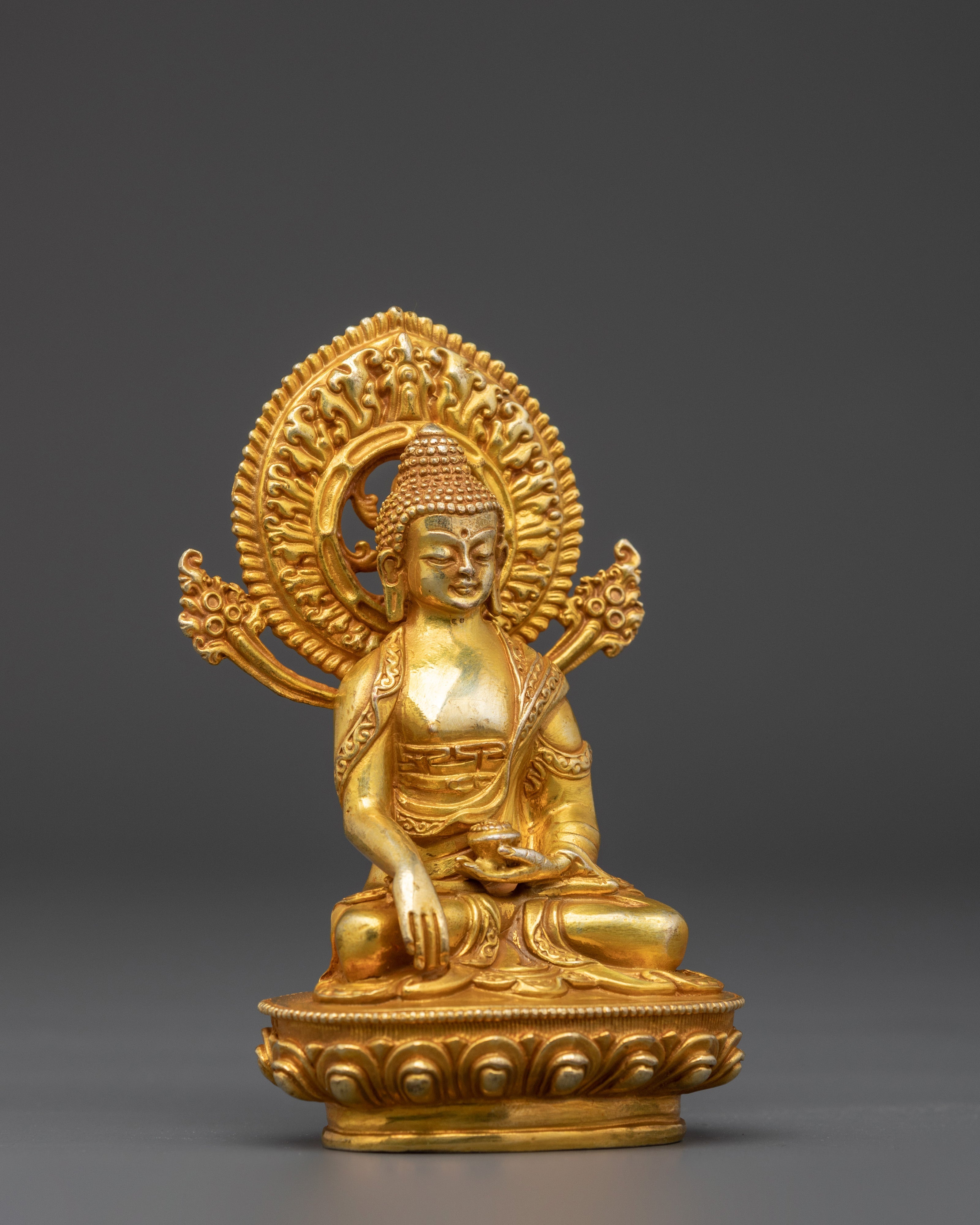 Shakyamuni Buddha Statue with Halo | Tibetan Spiritual Meditation Shrine