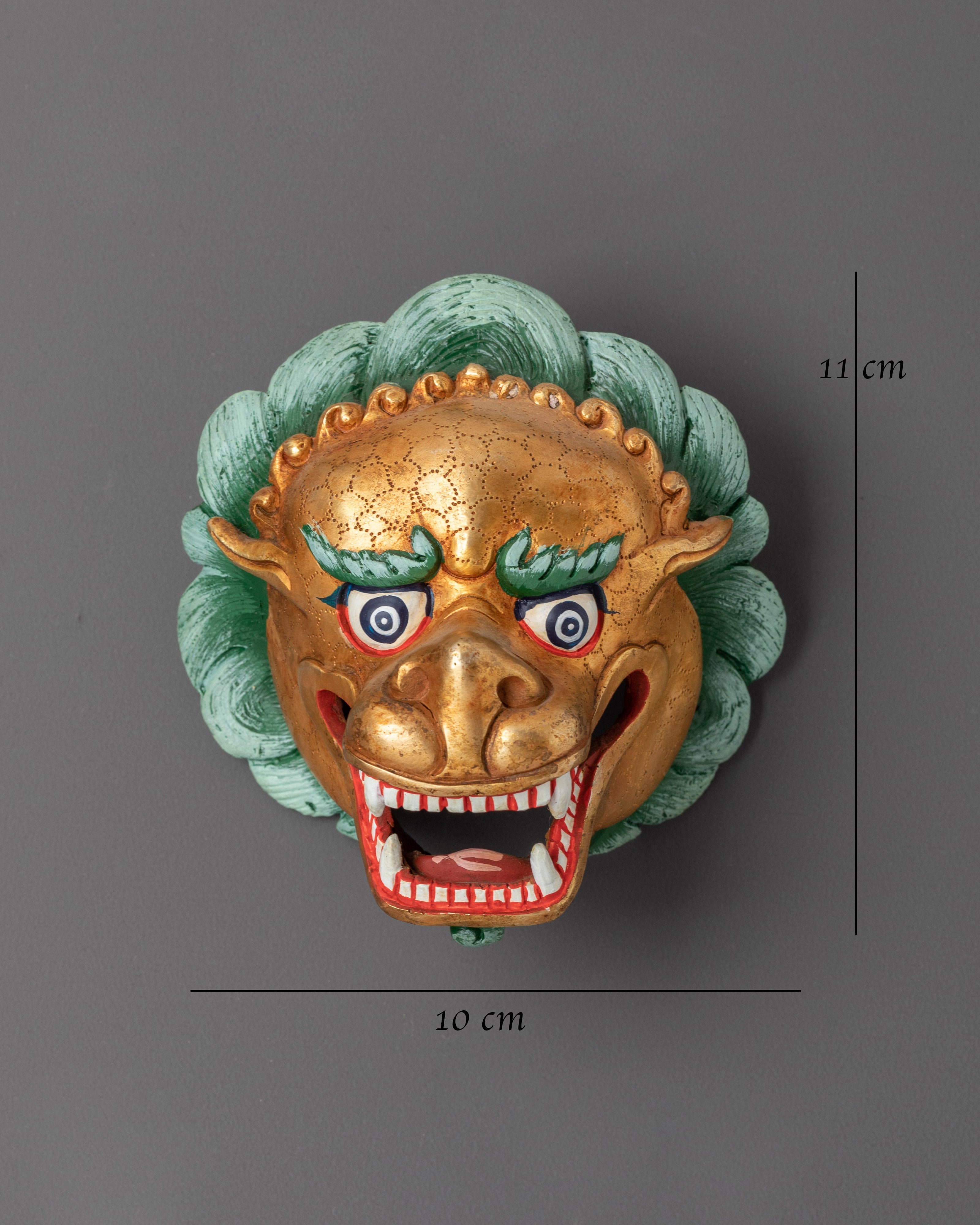 Sacred Mythical Guardian Wall Decor | Handcrafted Gold-Plated Copper Lion Masks