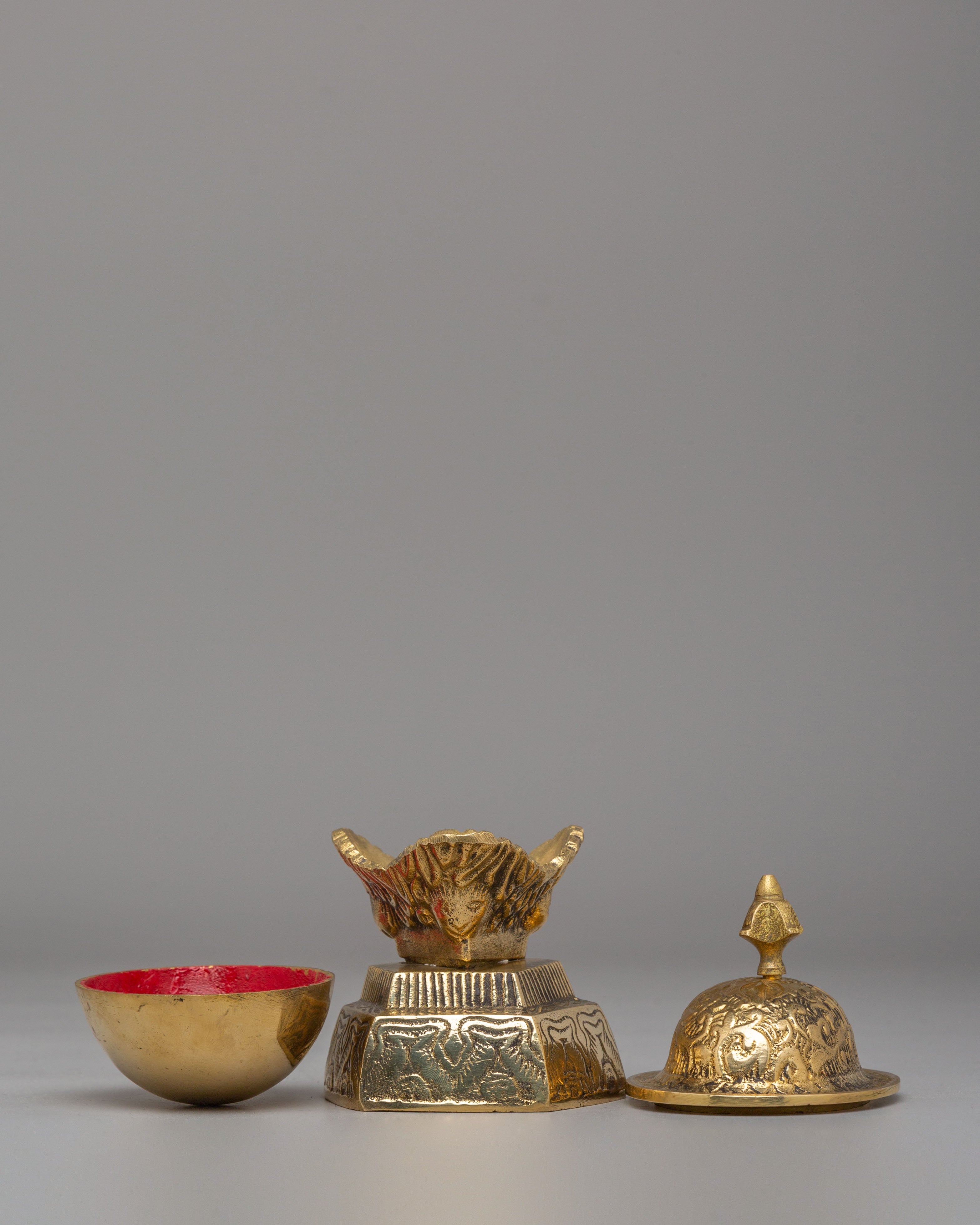 Handcrafted Kapala Set for Buddhist Rituals | Tibetan Brass Skull Cups