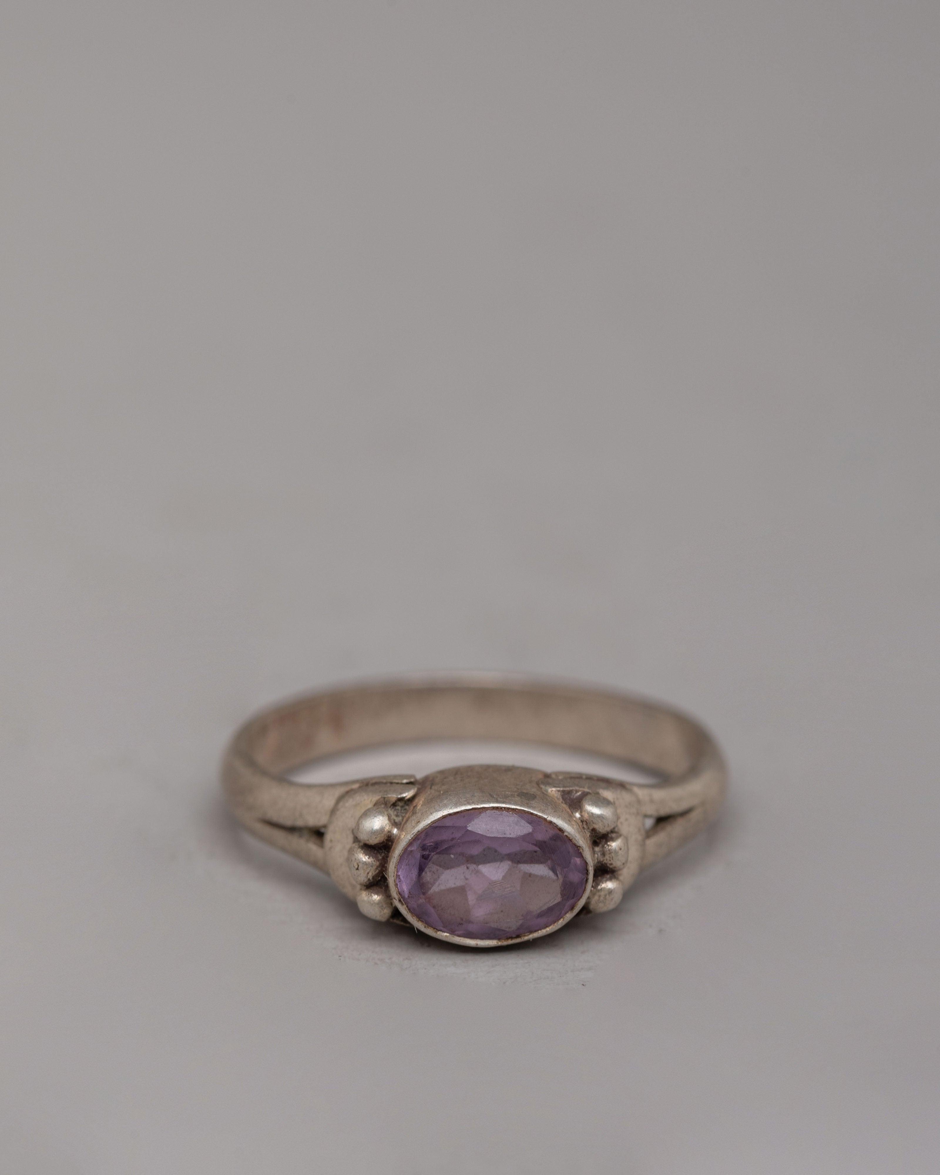 Natural Stone Zircon Ring | Artisan Silver Ring