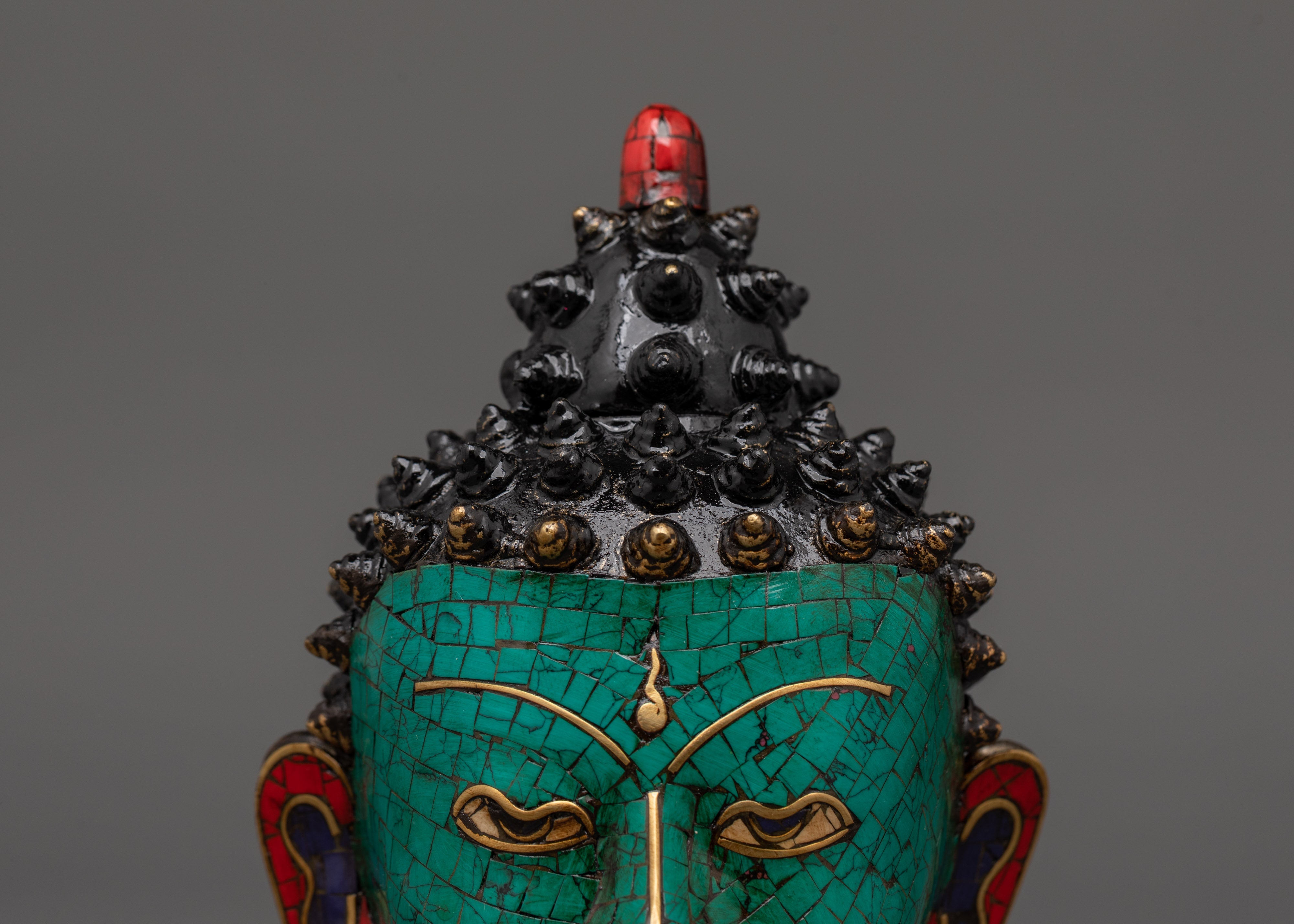 Buddha Head Brass Sculpture | Spiritual Home Art