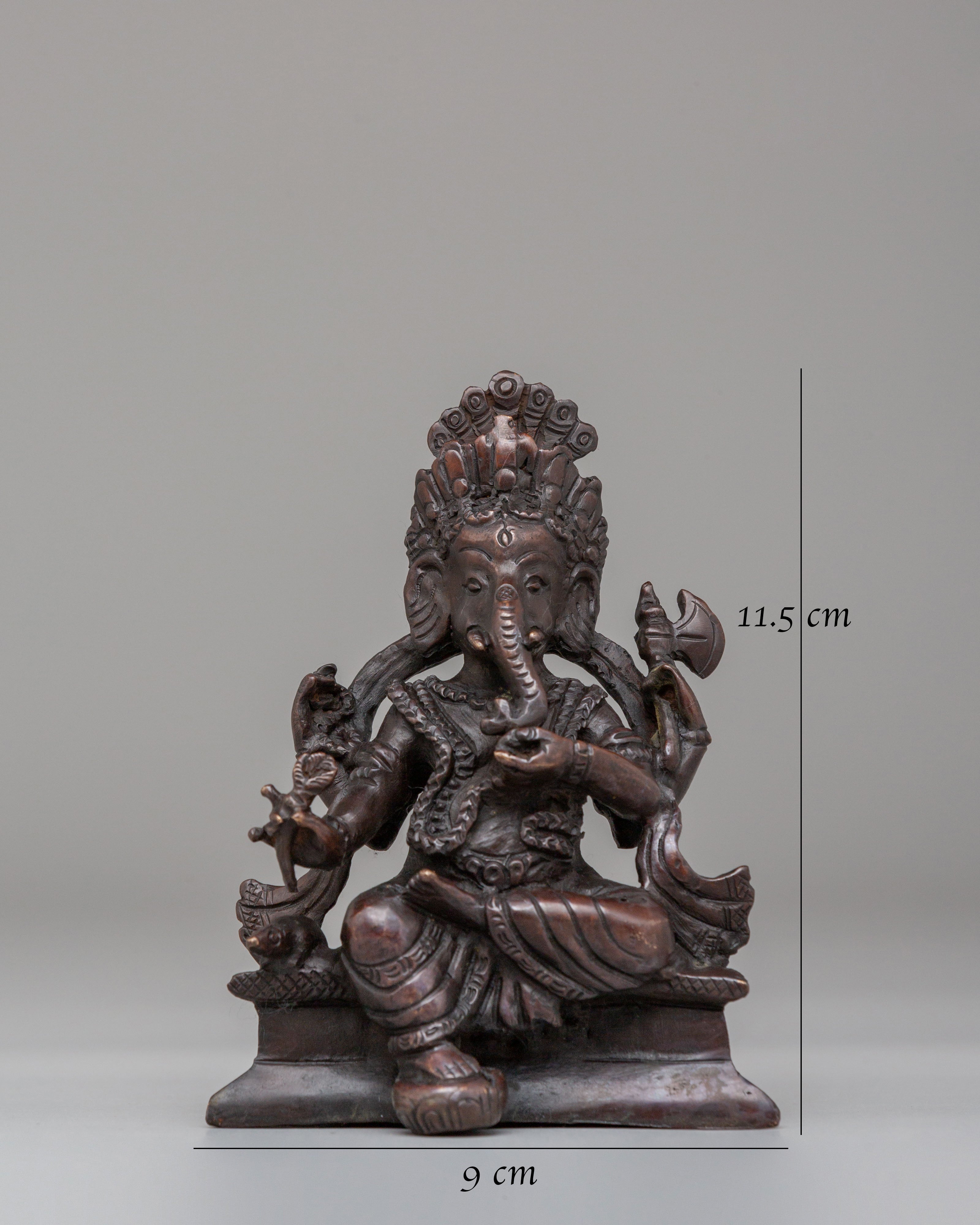 Traditional Ganesh Sculpture | Oxidized Copper Hindu Deity