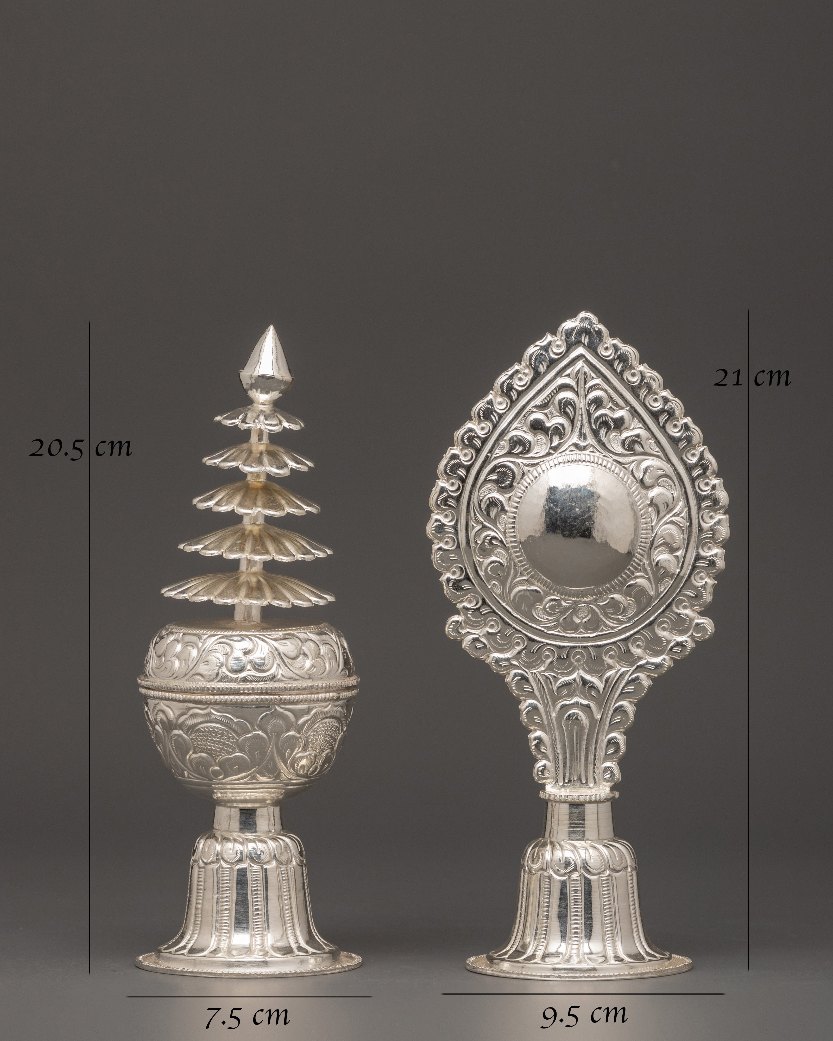 Pure Silver Jwala-Nhyaka & Sinamu Set | Traditional Newari Holy Puja Set