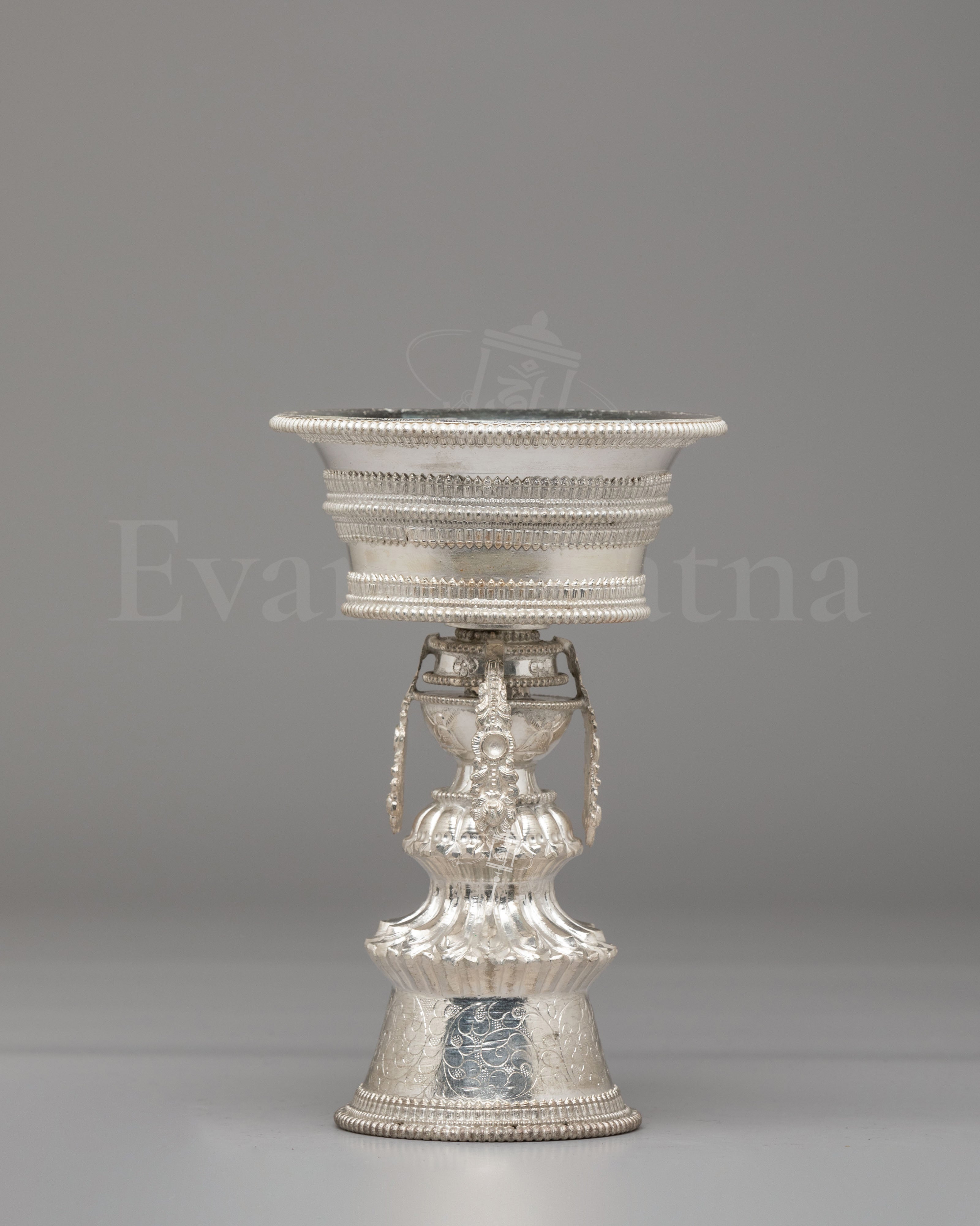 Himalayan Altar Butter Lamp Set | Silver Plated Buddhist Lamps