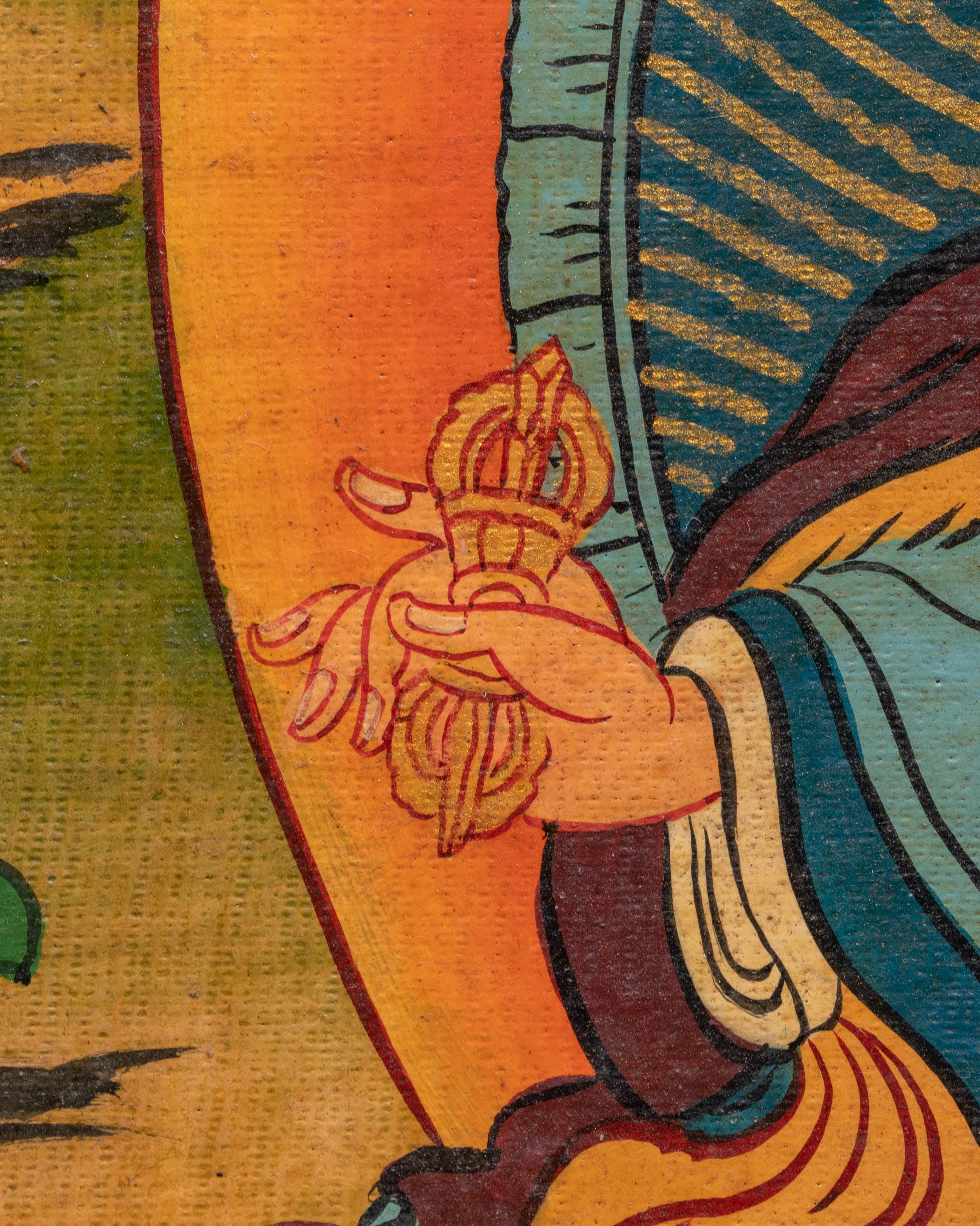 Handcrafted Guru Rinpoche Wall Art | Tibetan Spiritual Home Decor Painting