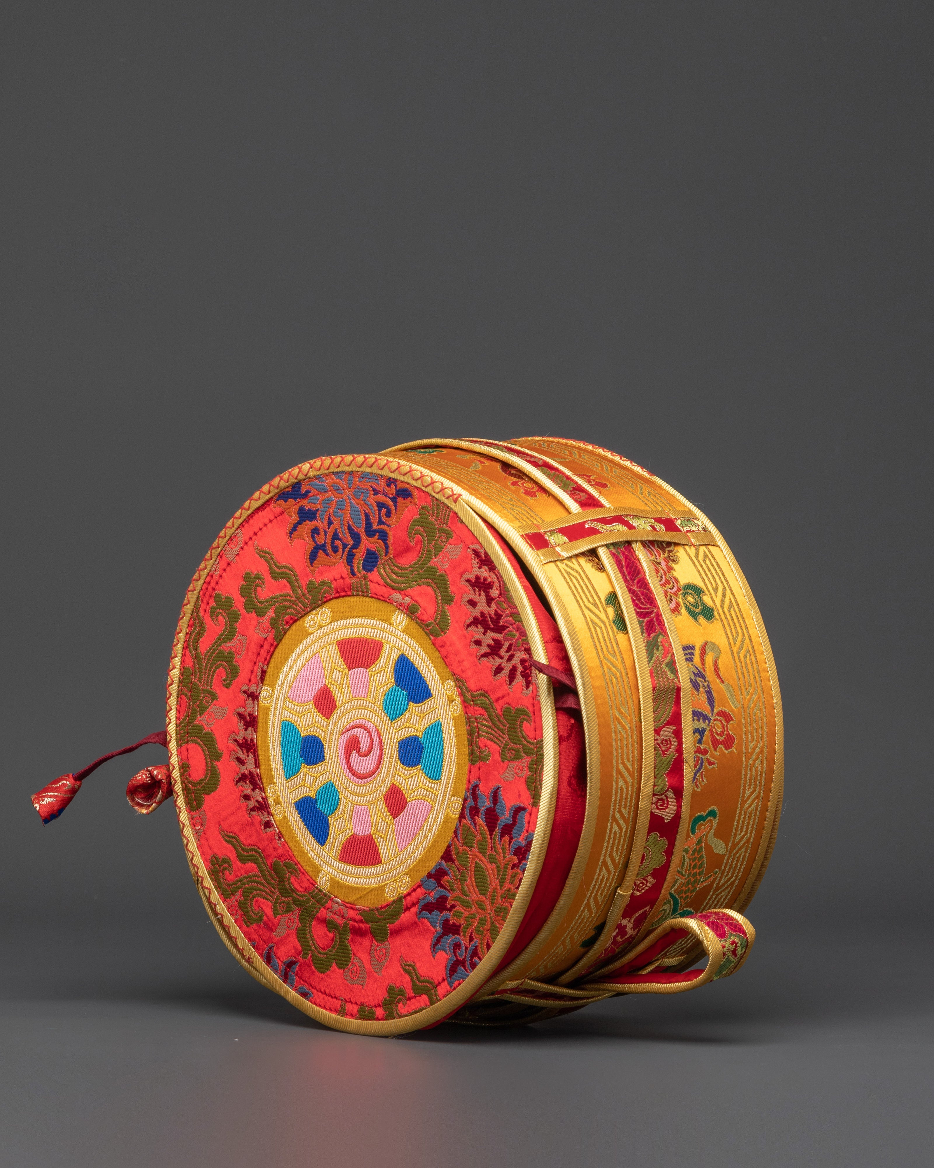 Tibetan Damaru Drum with Silk Tail | Chod Ritual Drum in Bhutanese Wood