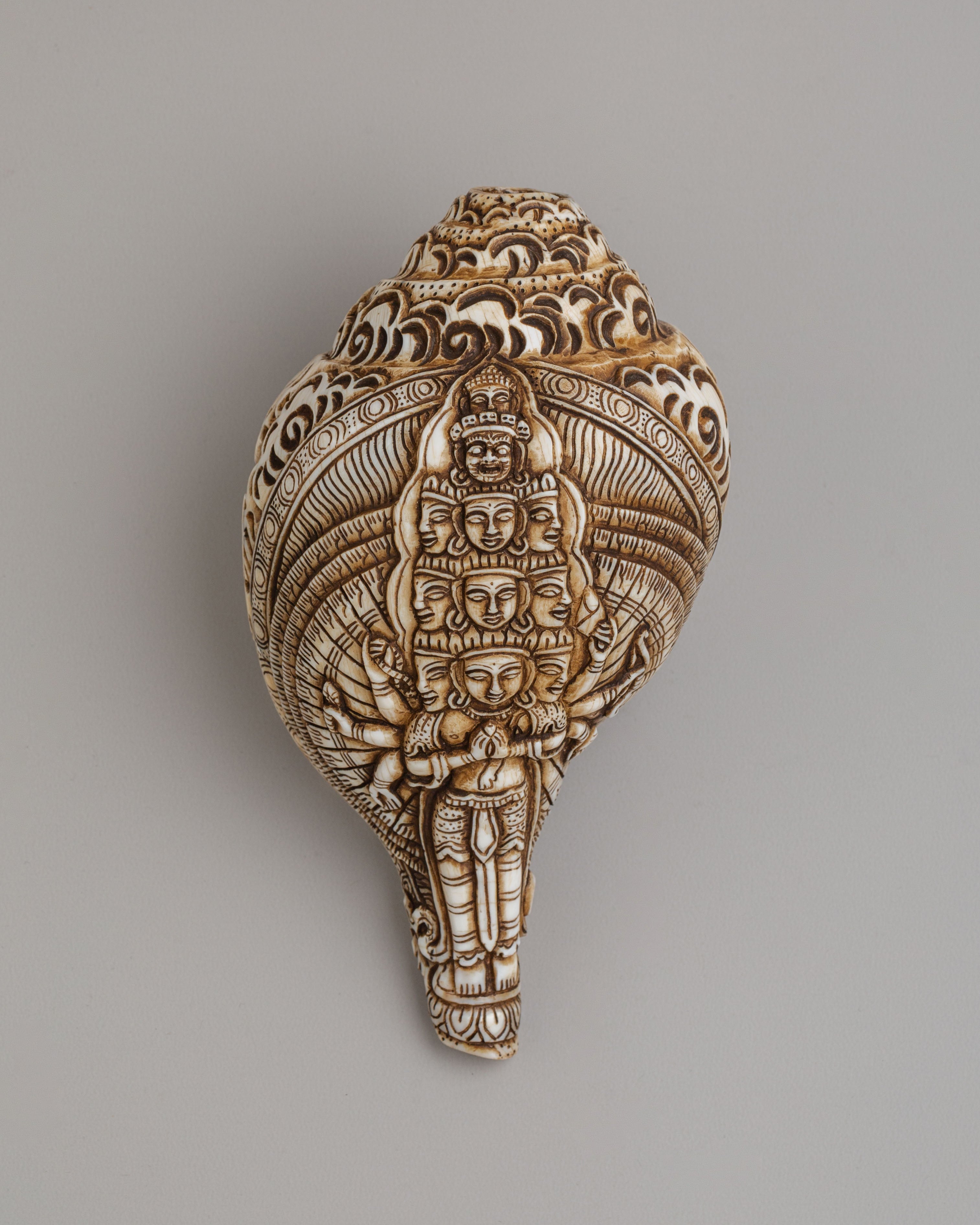 1000 Armed Conch With Stand | Sacred Chenrezig Conch for Spiritual Practice