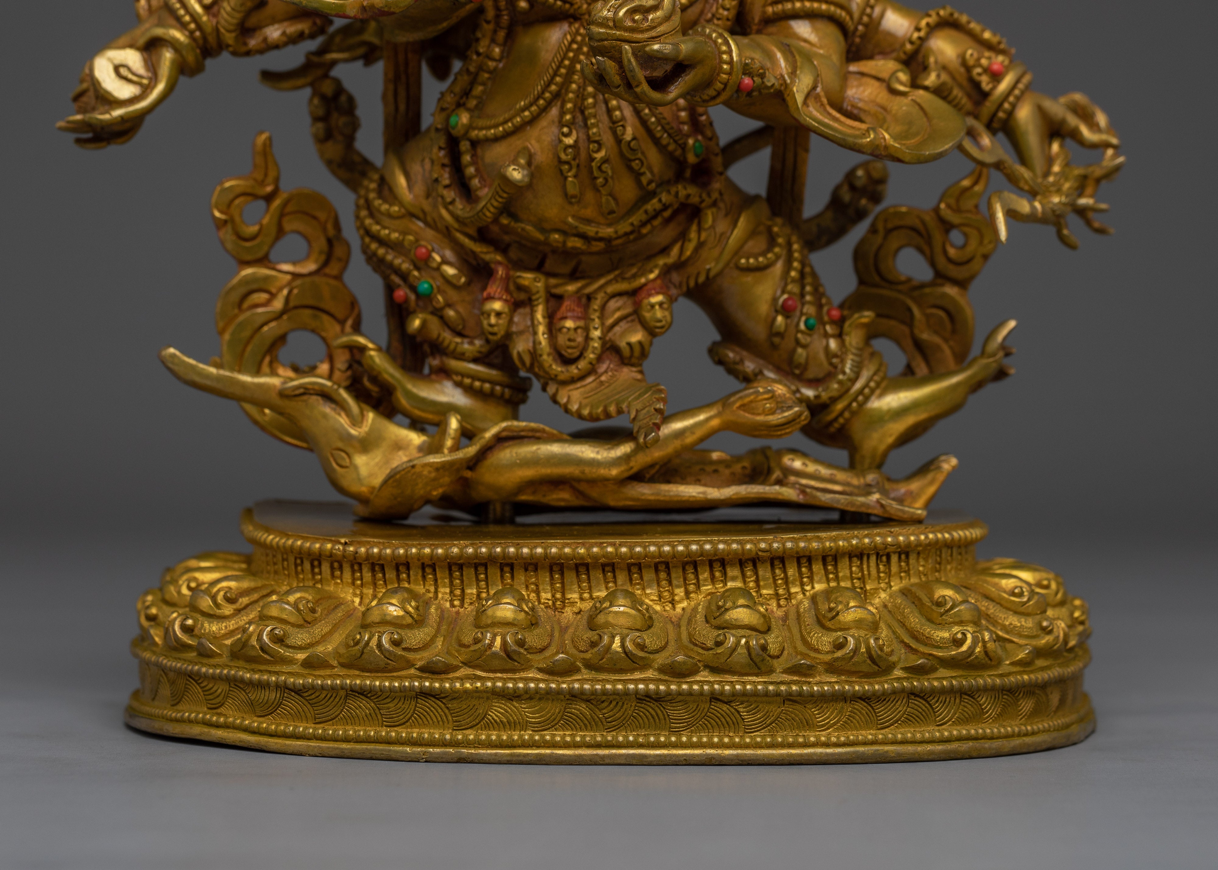 Six-Armed Mahakala Statue in 24K Gold Gilding | Transformation, and Spiritual Enlightenment