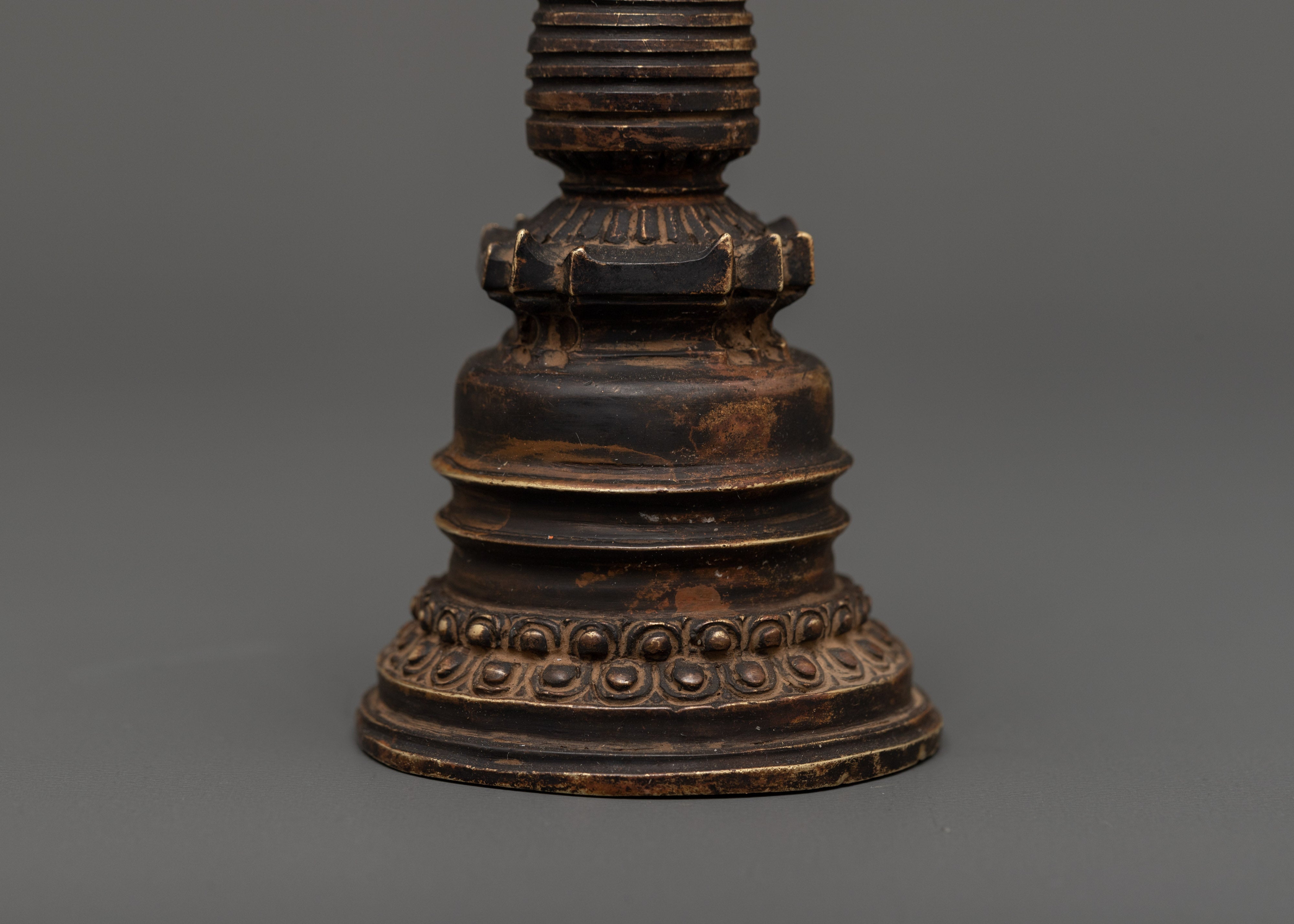 Tibetan Stupa with Antique Finish | Buddhist Sacred Sculpture