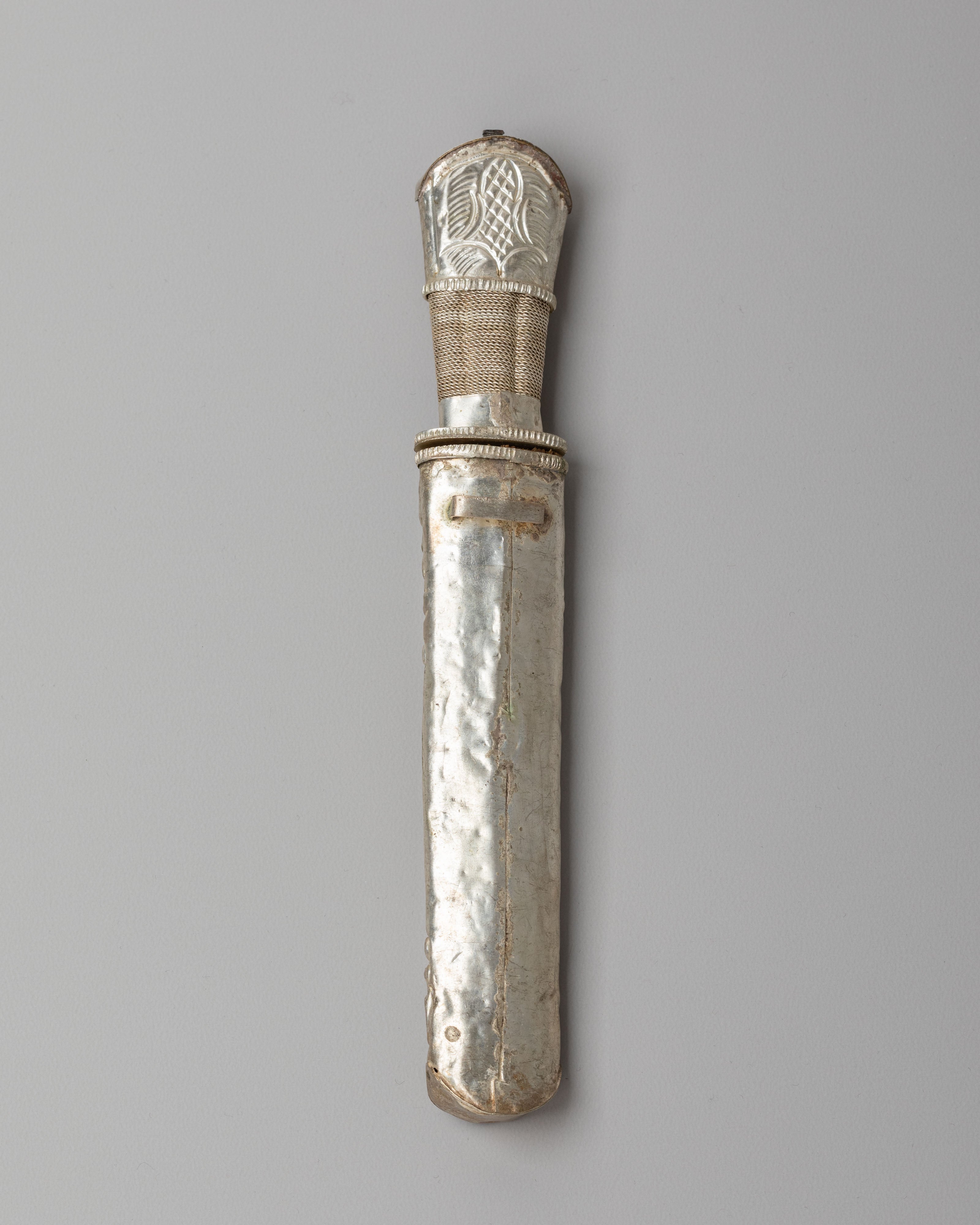 Buddhist Ceremonial Ritual Knife | Silver and Gold Plated Himalayan Ritual Object