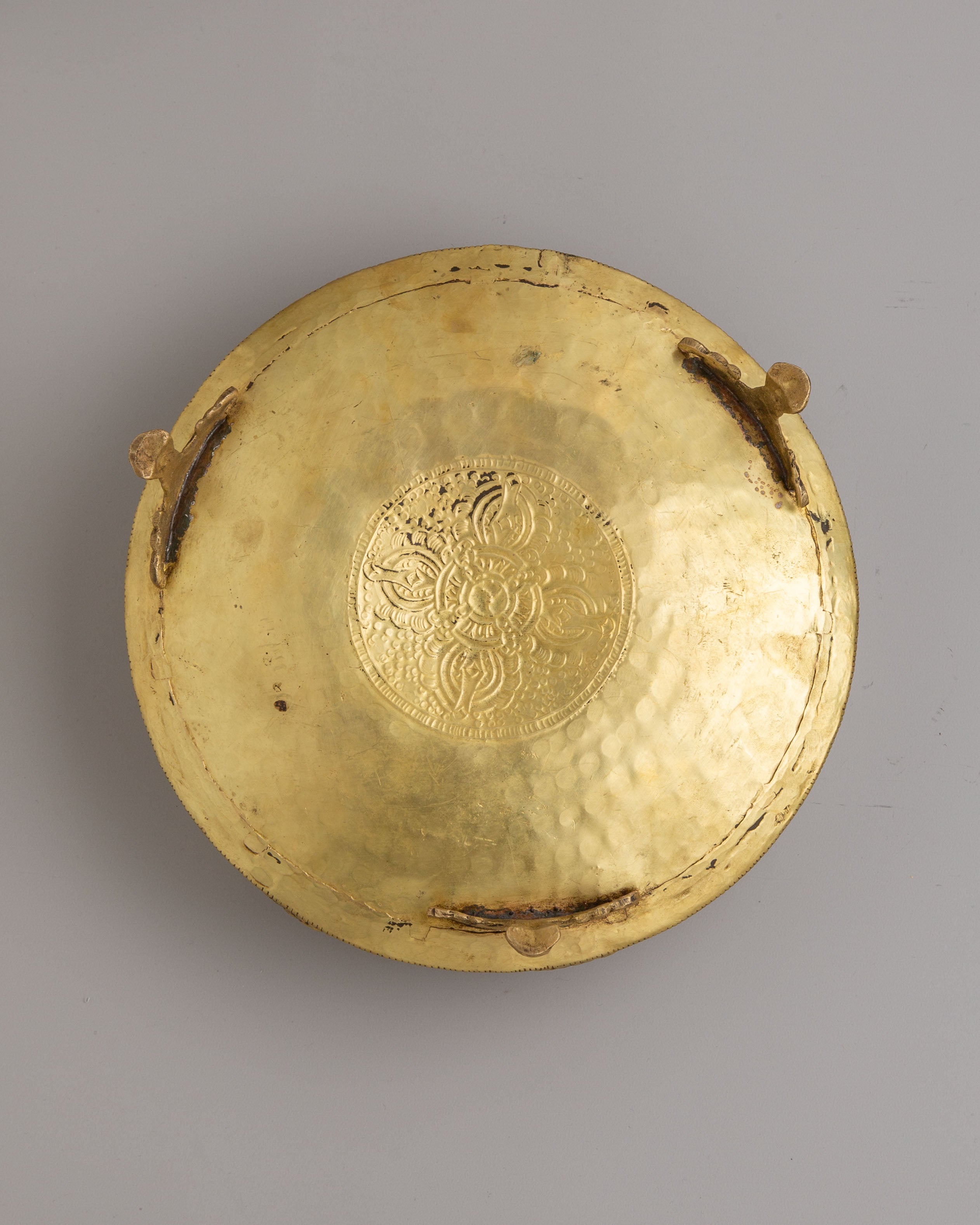 Decorative Urli Bowl | Brass Vessel with Auspicious Symbol Carving