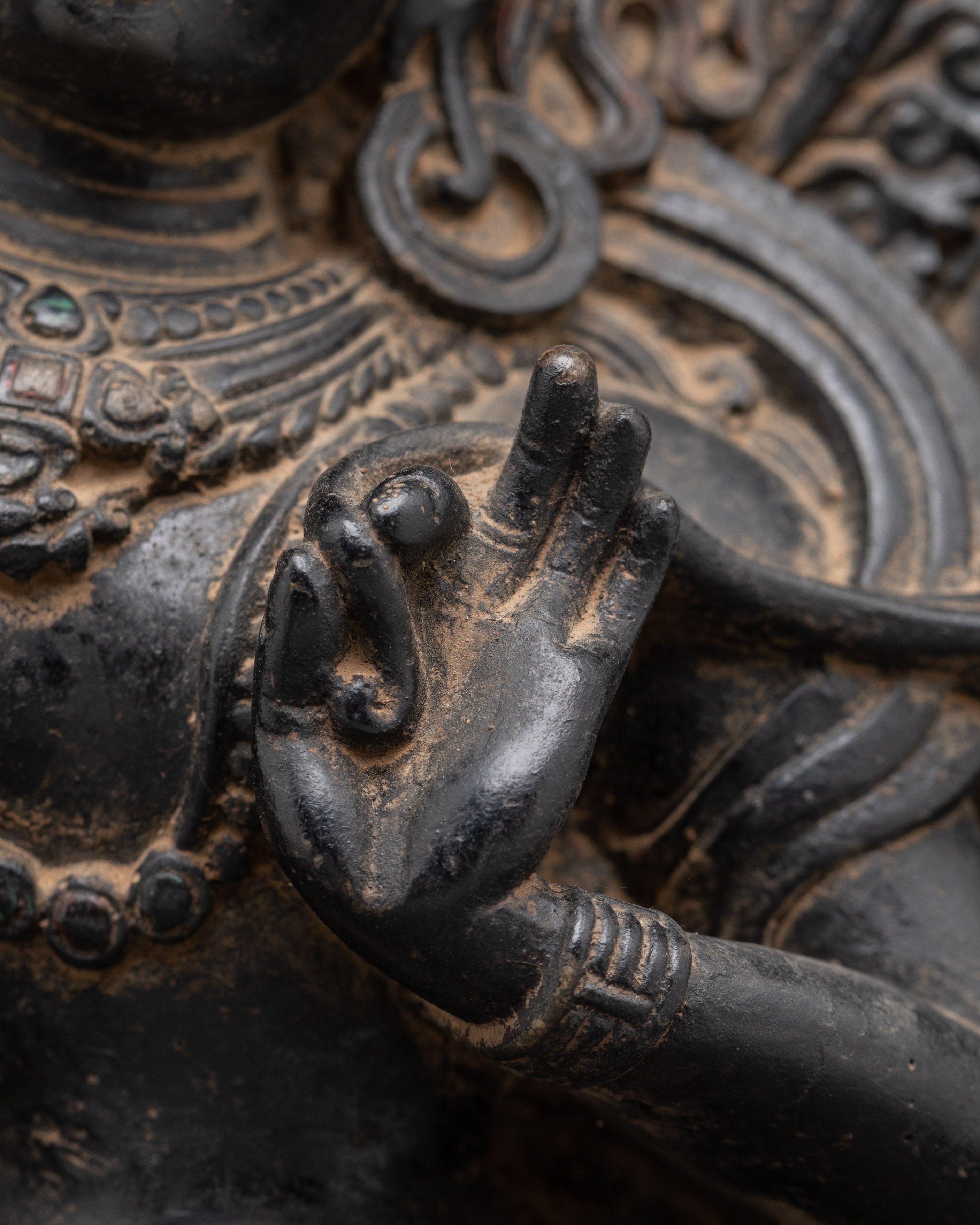 Handmade Statue of Simhanada Manjushri | Fierce Wisdom Deity Powder Stone Sculpture