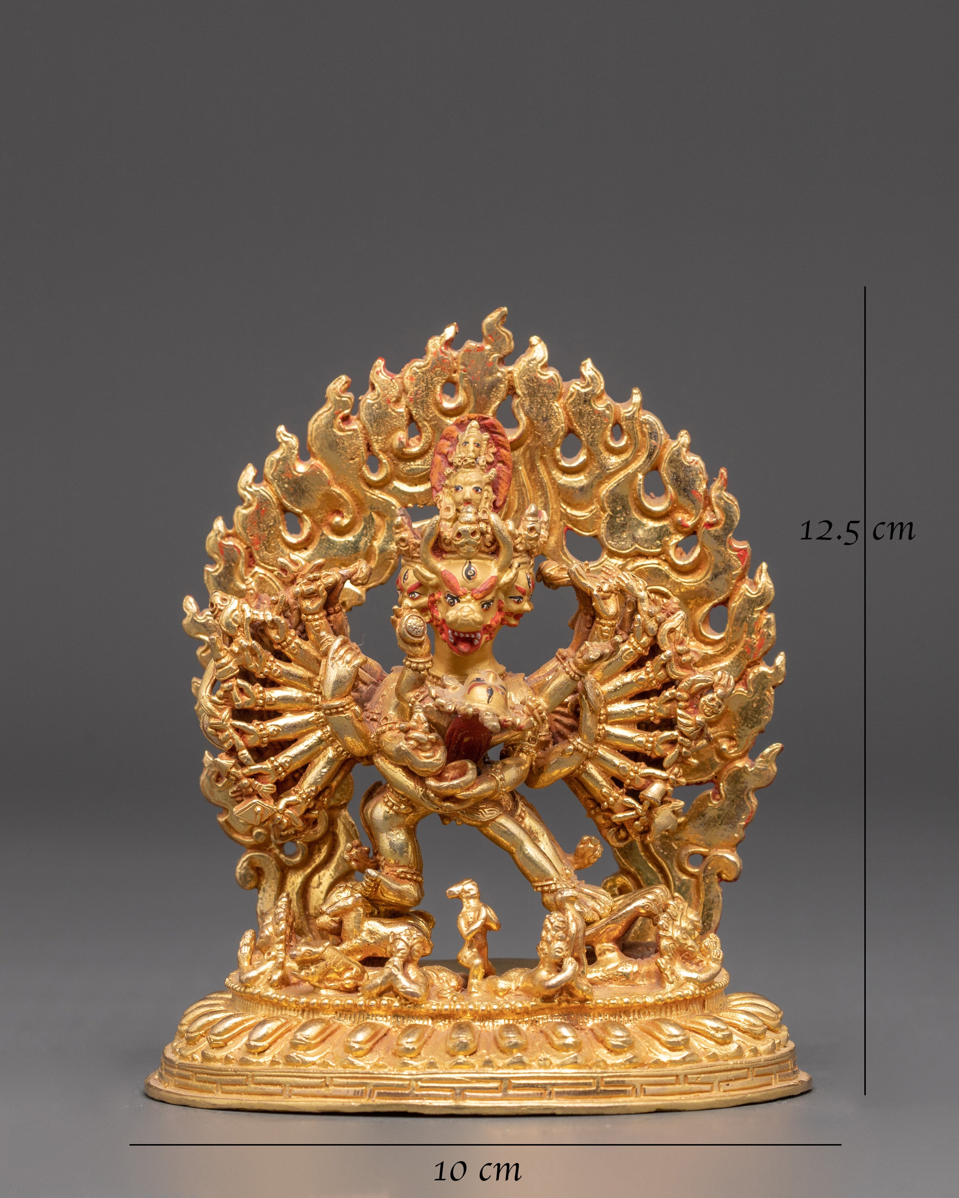 Yamantaka Gold Plated Statue | Tibetan Buddhist Deity Sculpture