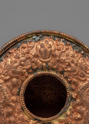 Handcrafted Precious Copper Ghau Box | Sacred Tibetan Jewelry Decor