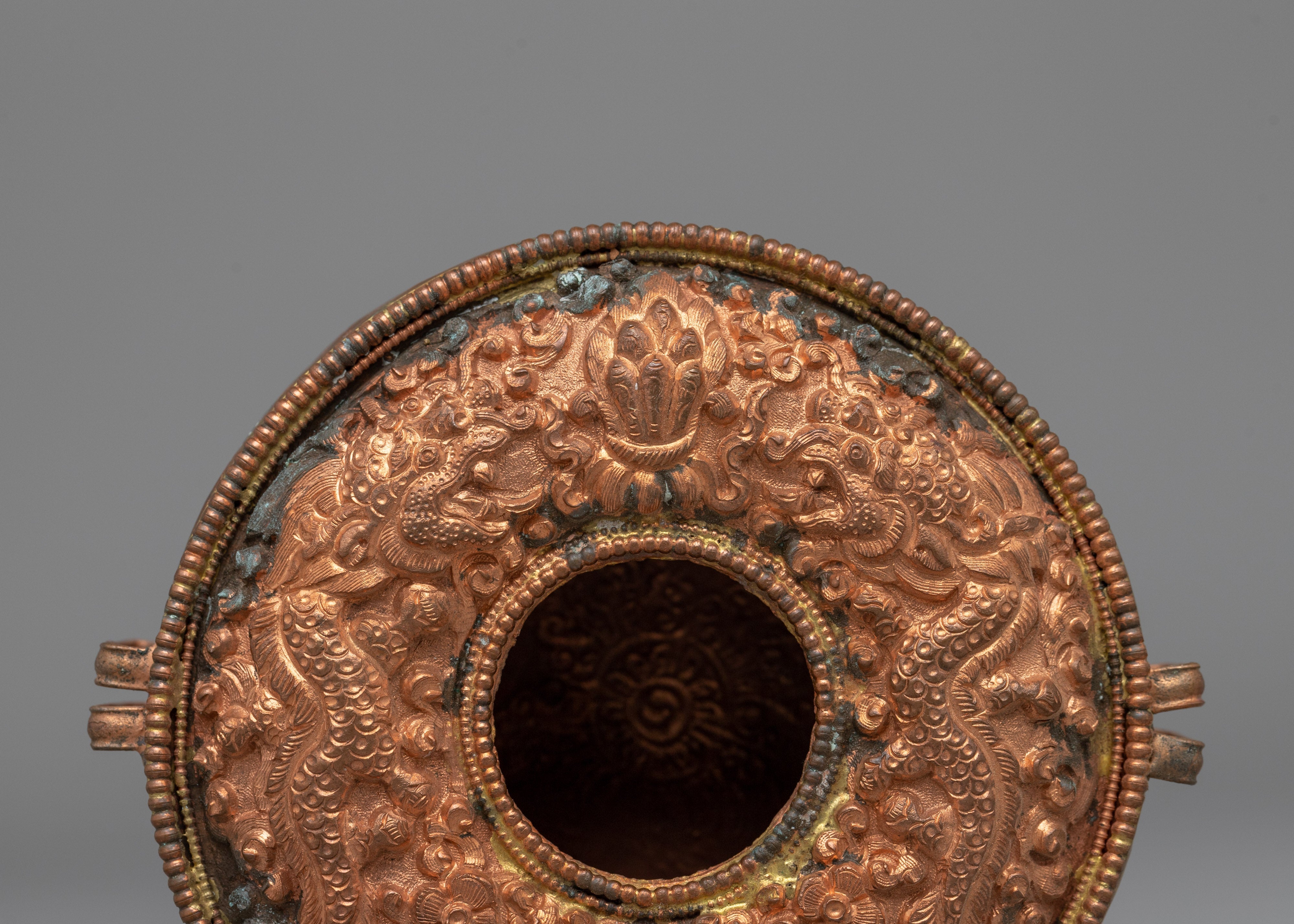 Handcrafted Precious Copper Ghau Box | Sacred Tibetan Jewelry Decor